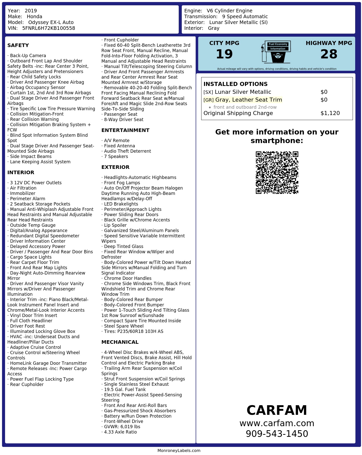 Monroney Label