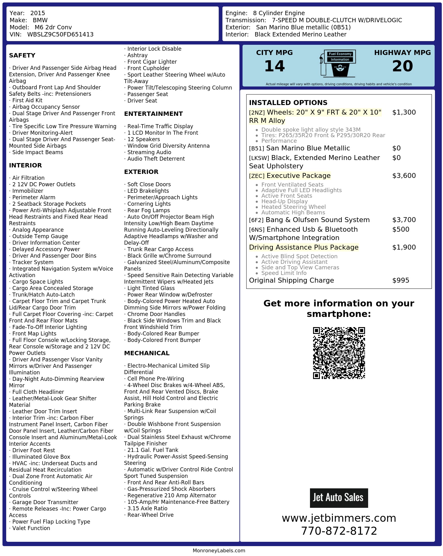 Monroney Label