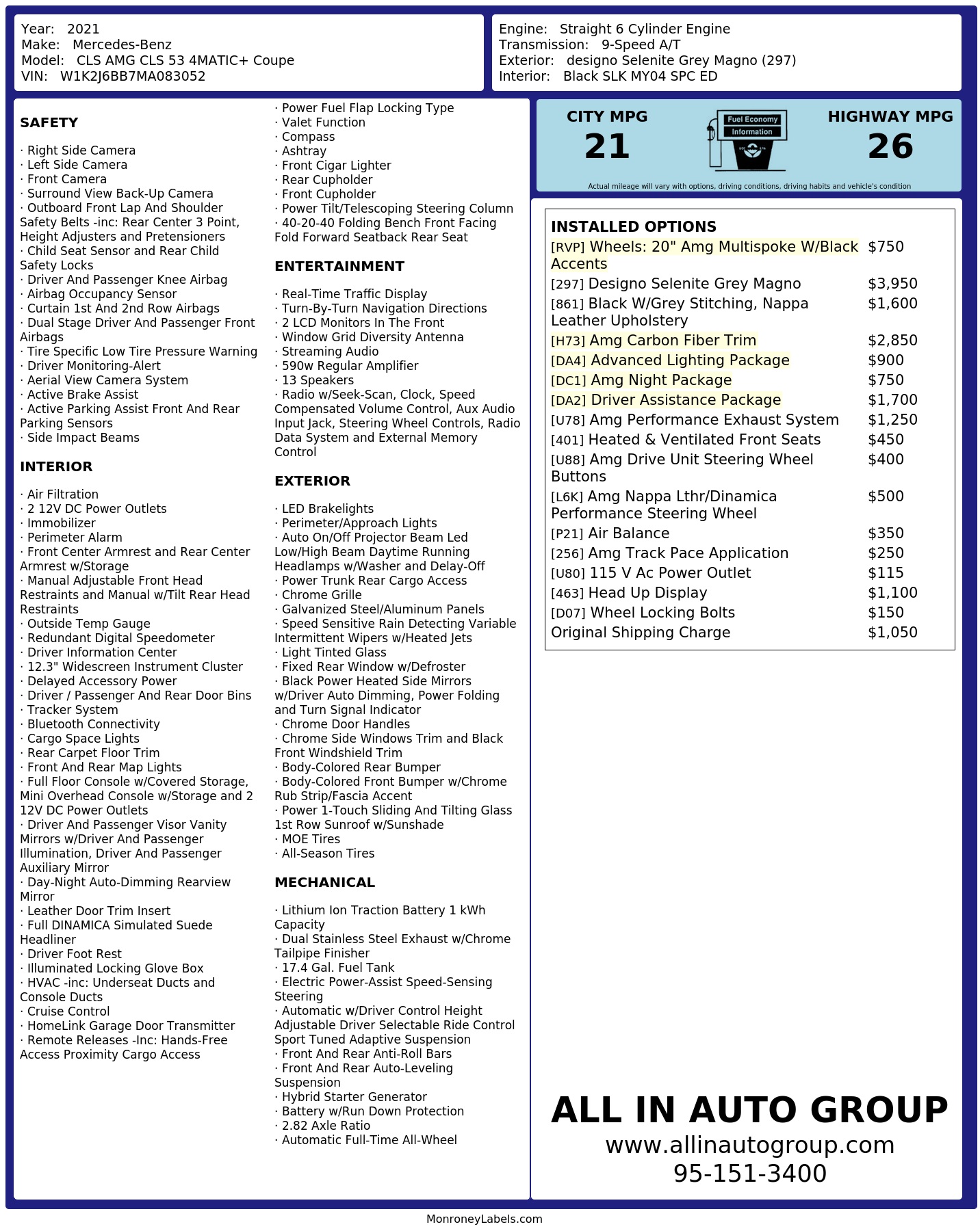 Monroney Label