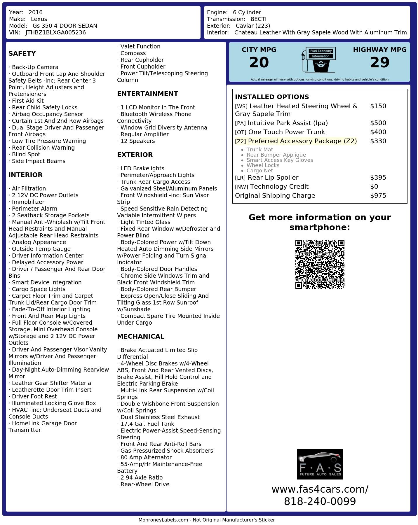 Monroney Label