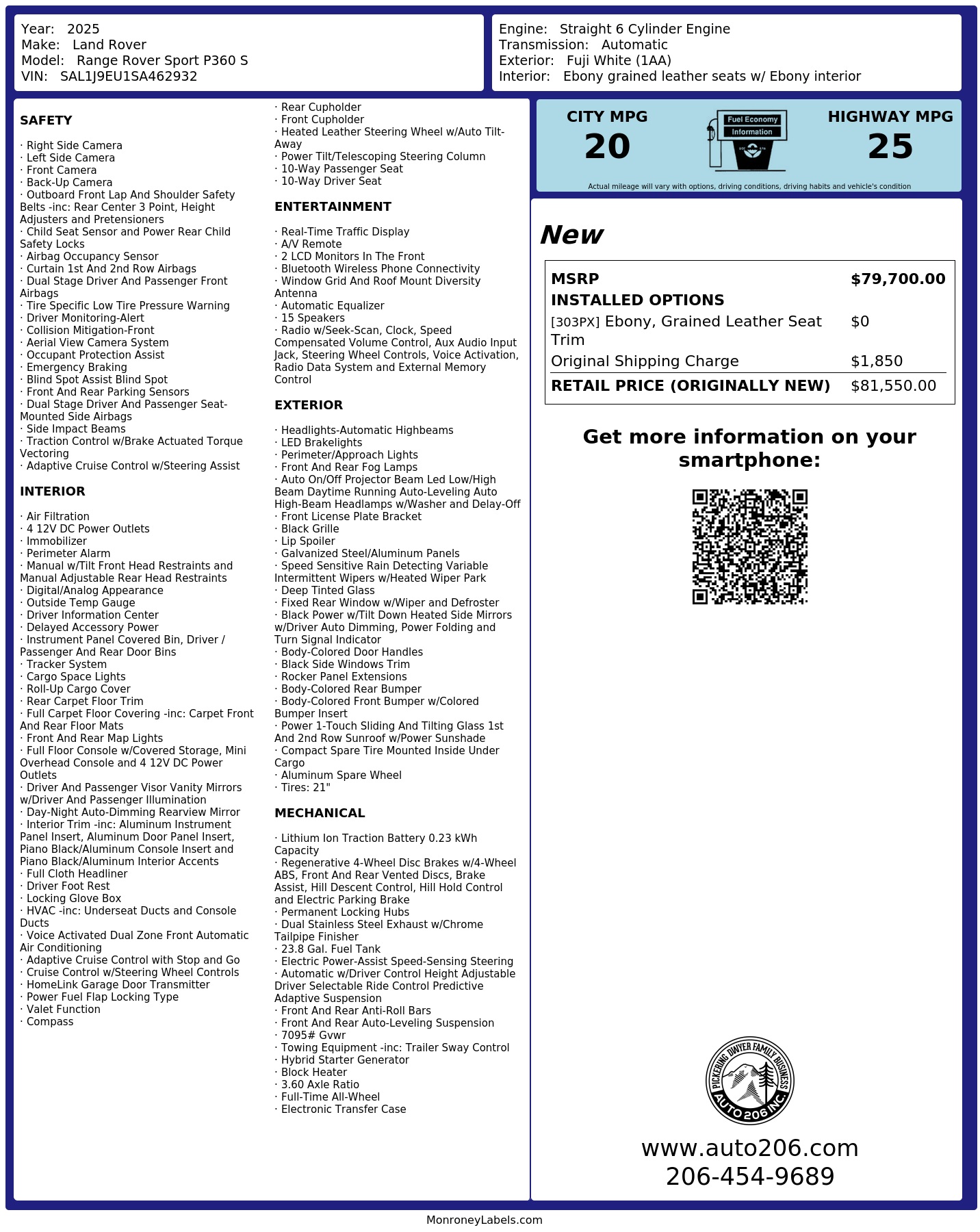Monroney Label