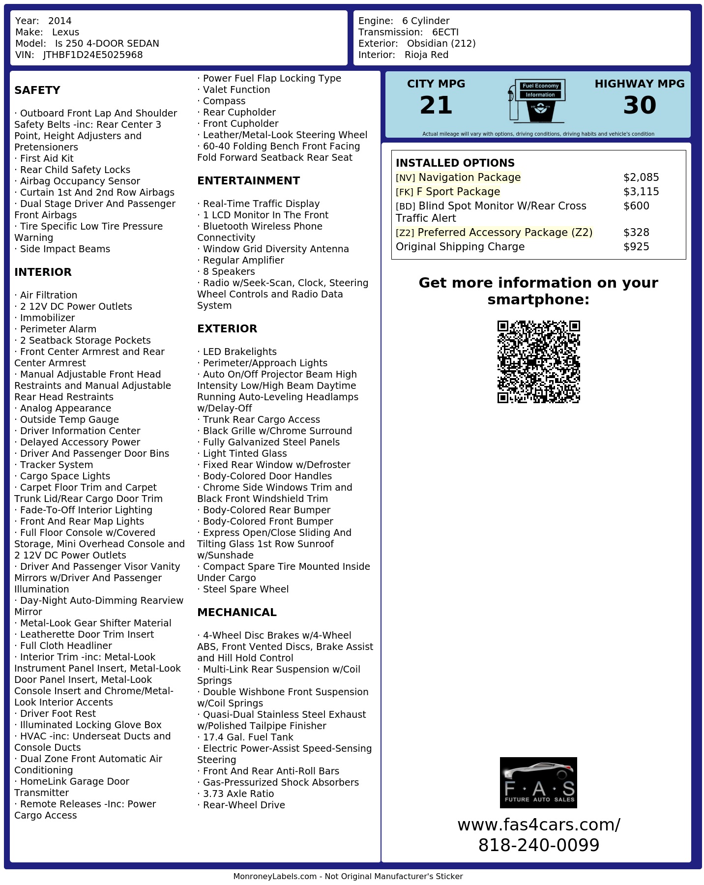 Monroney Label