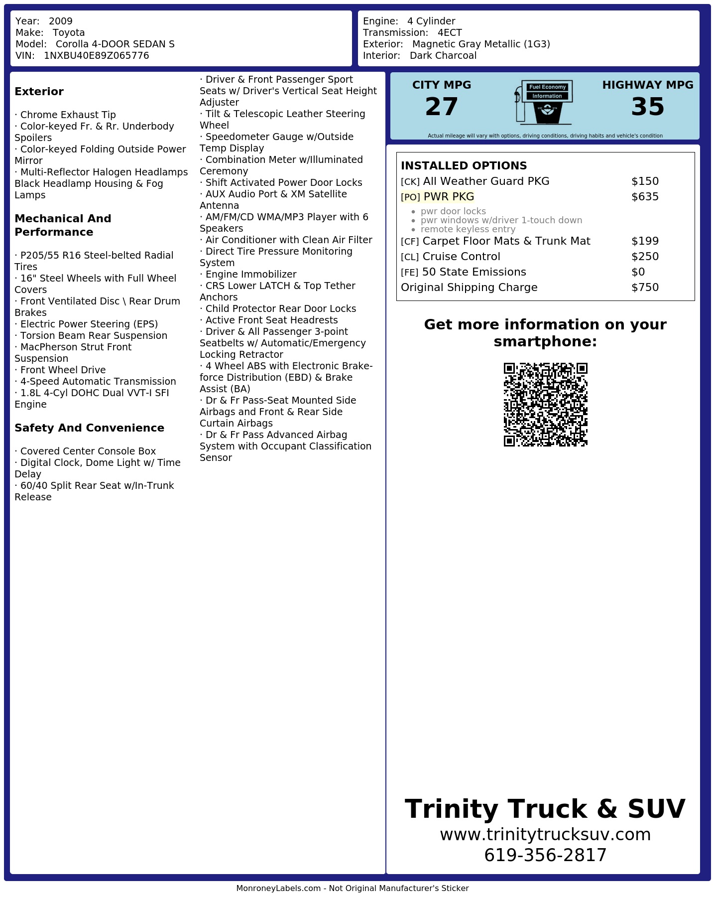 Monroney Label