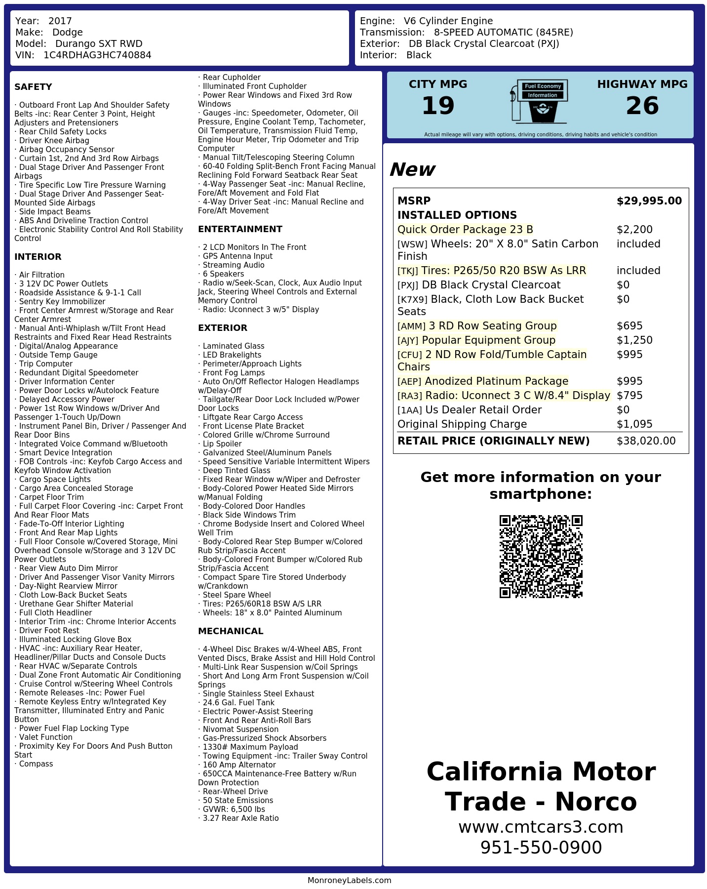 Monroney Label