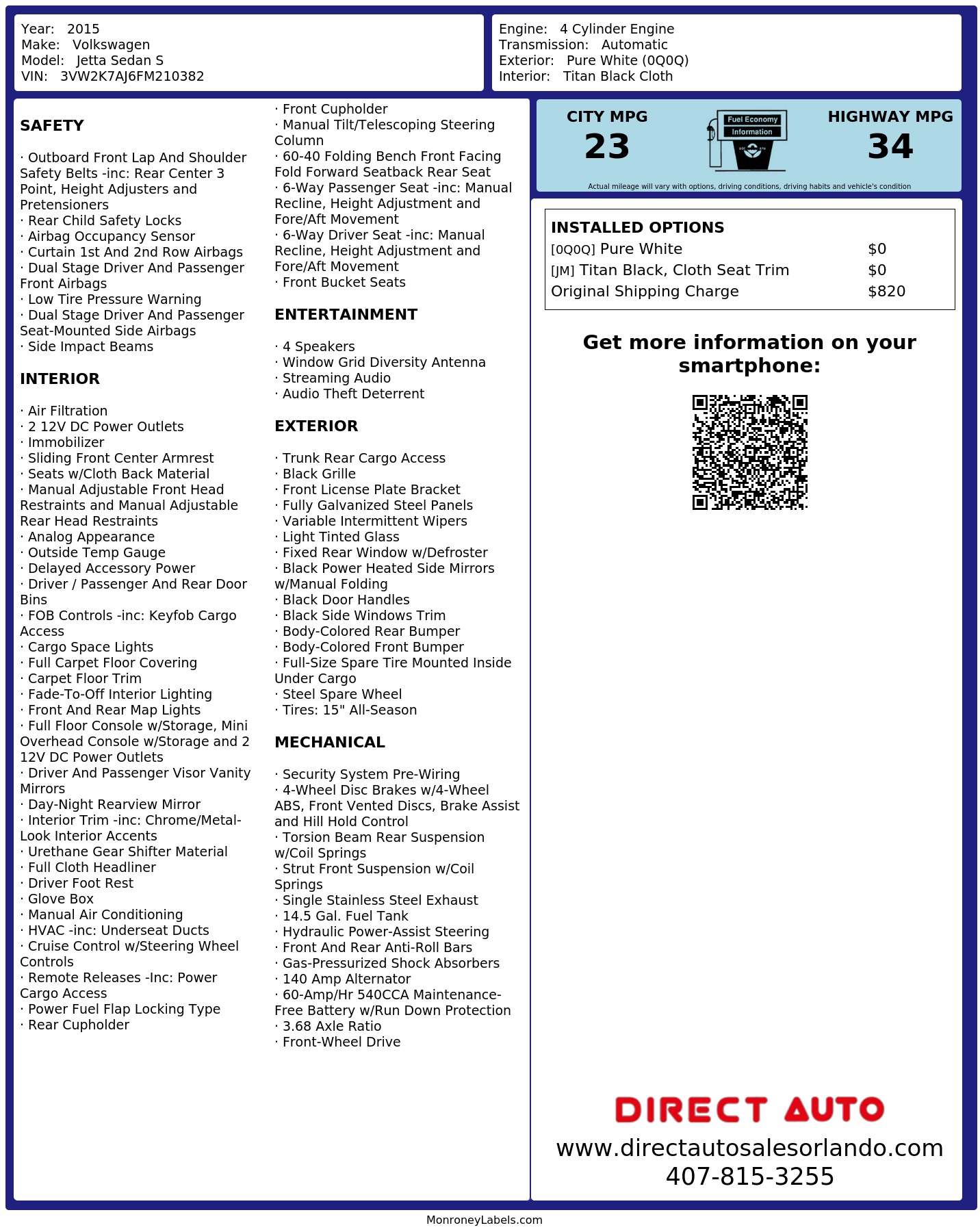 Monroney Label