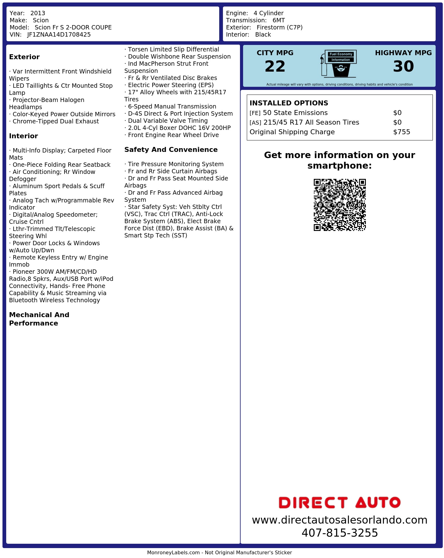 Monroney Label