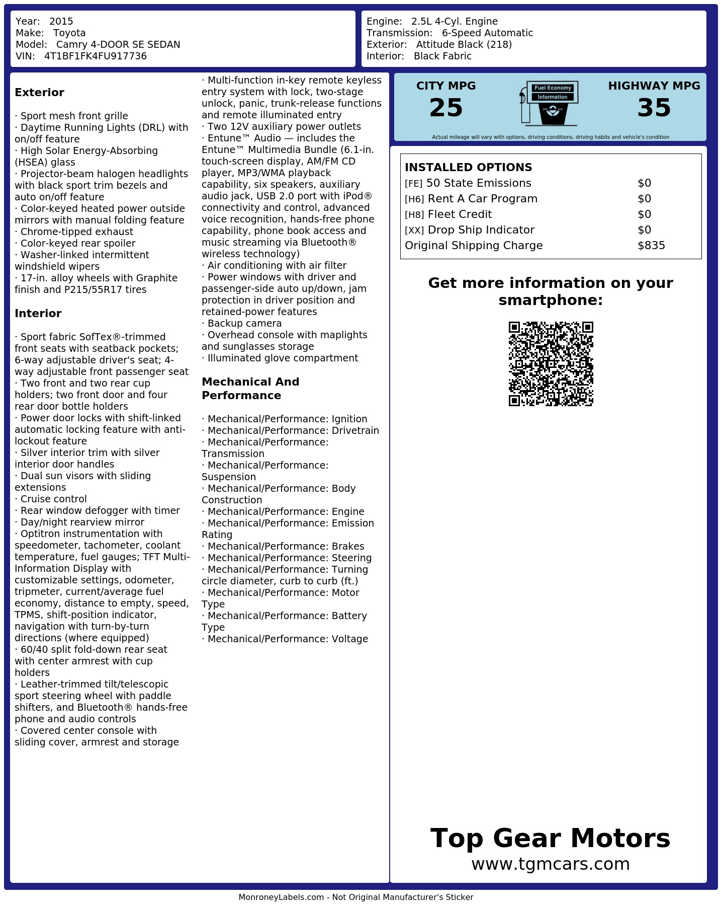 Monroney Label
