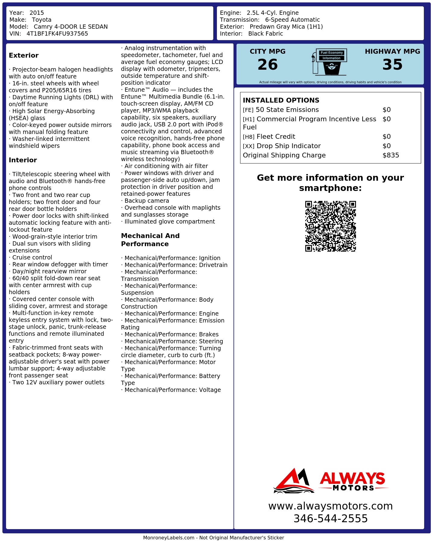 Monroney Label