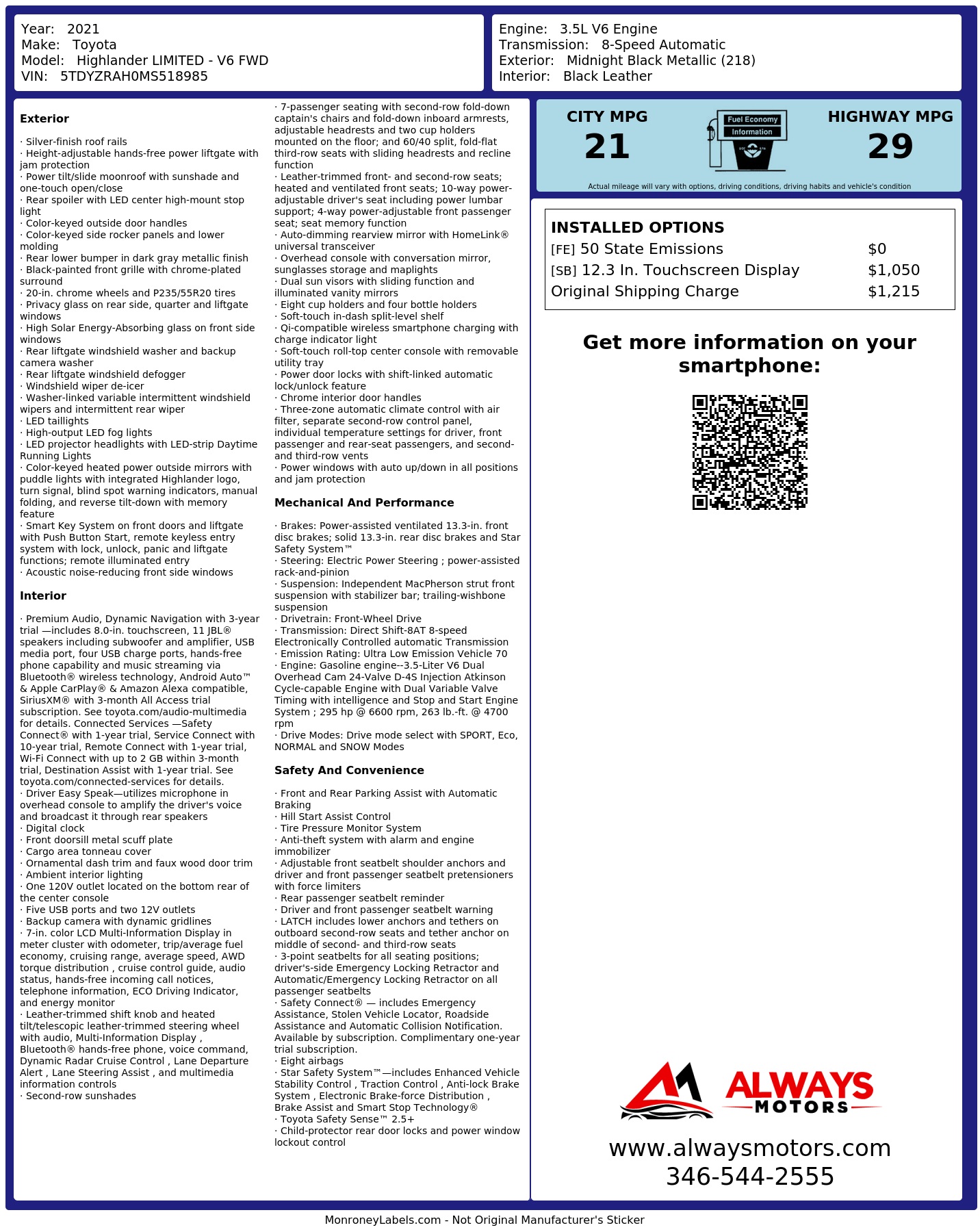Monroney Label