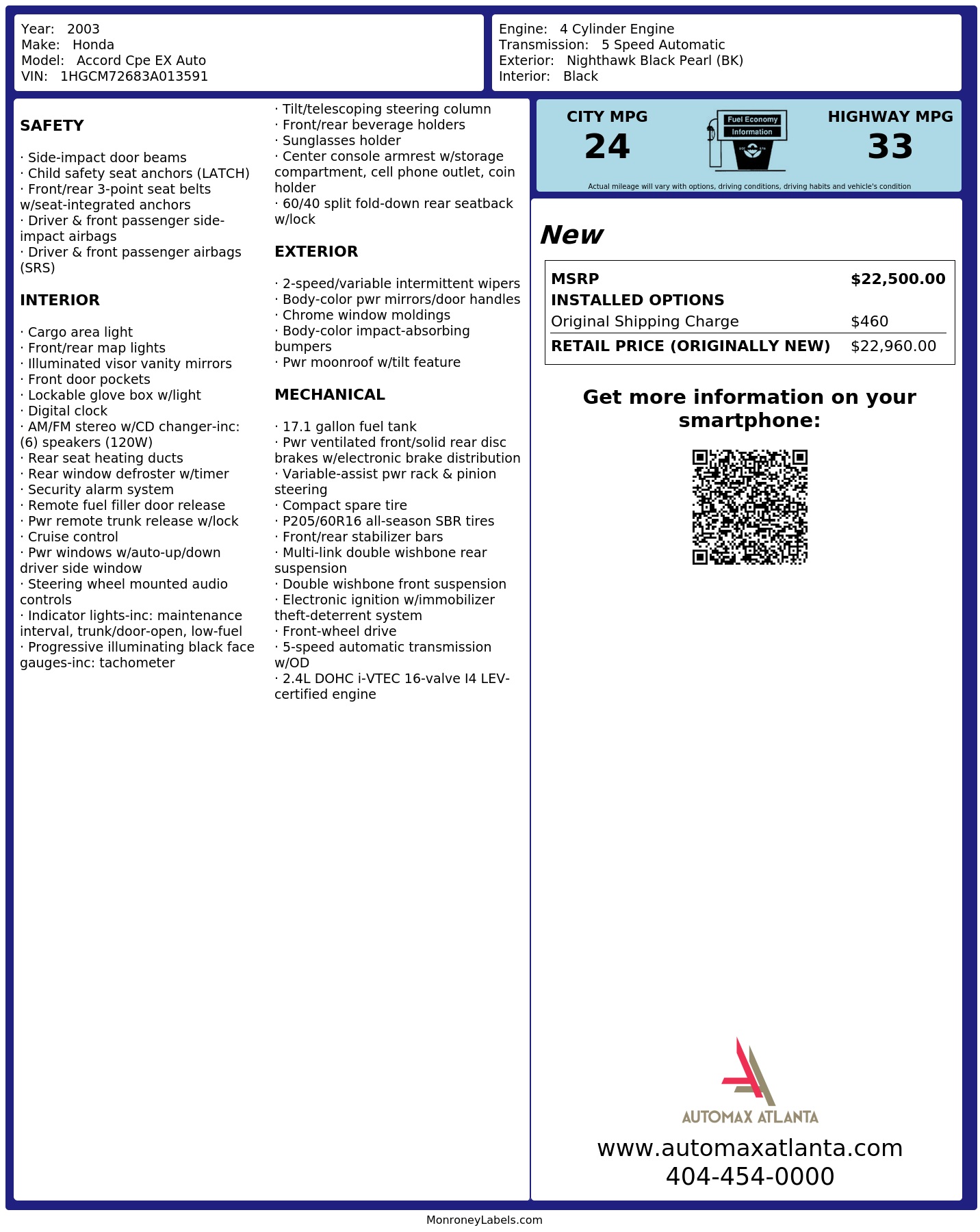 Monroney Label