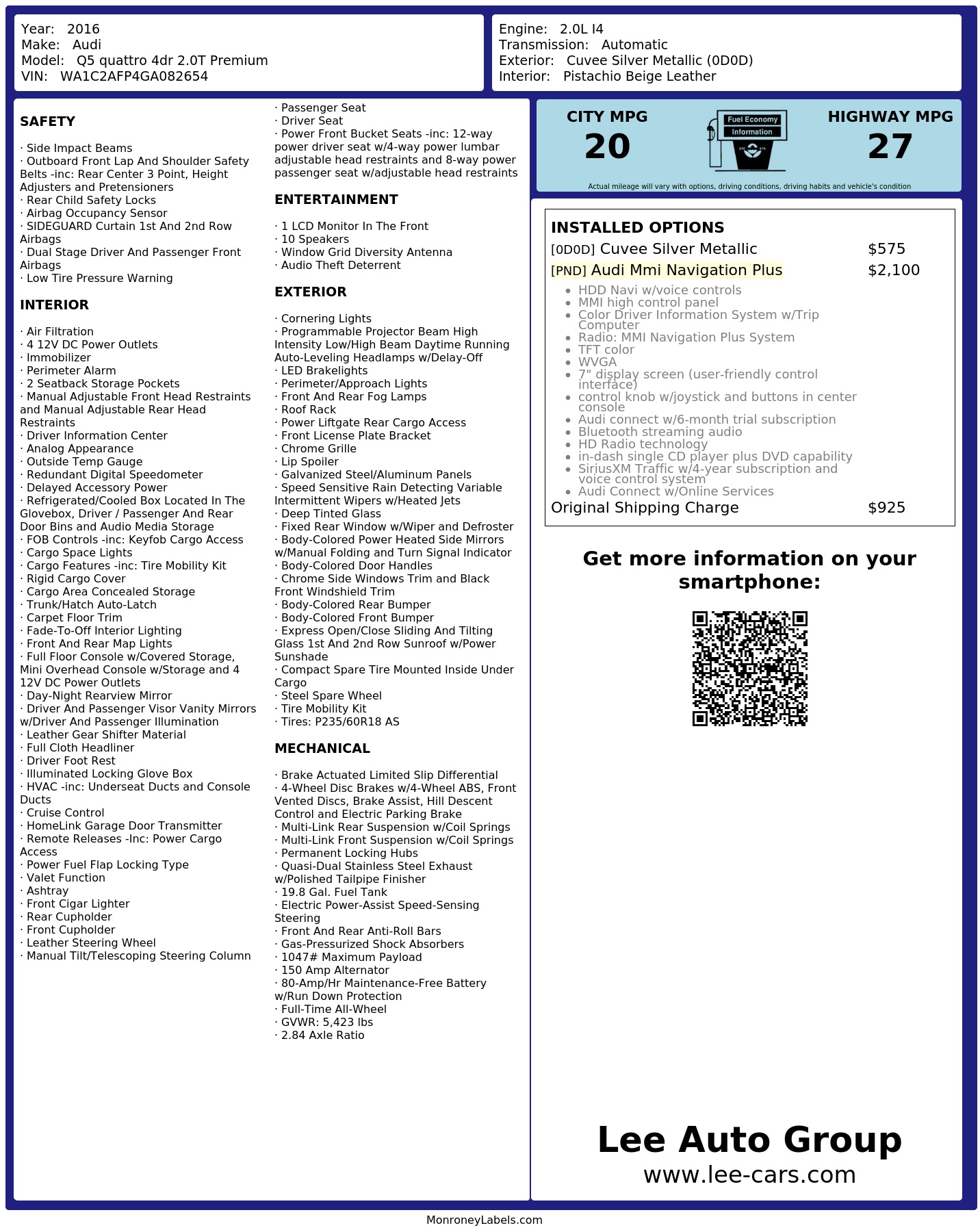 Monroney Label