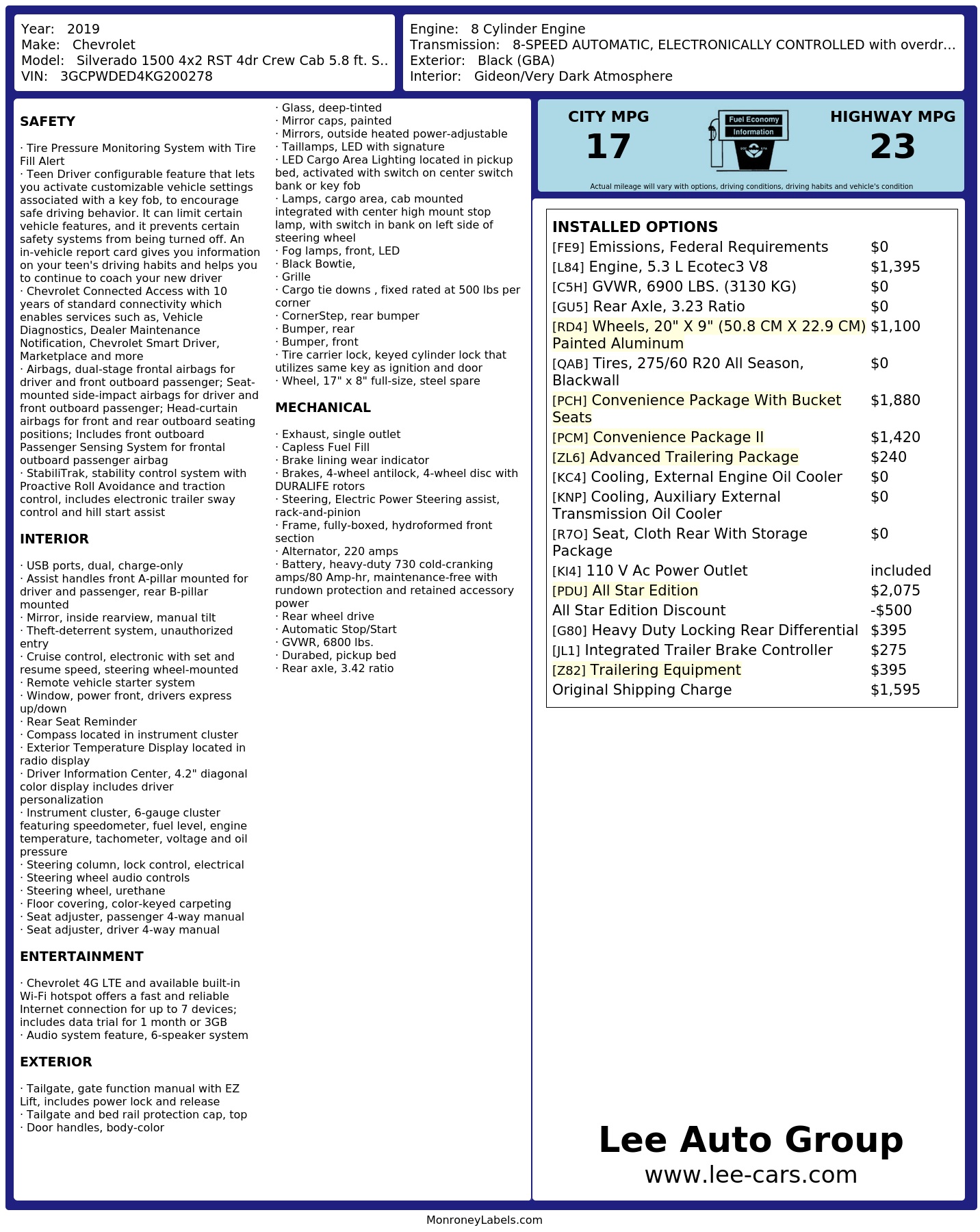 Monroney Label