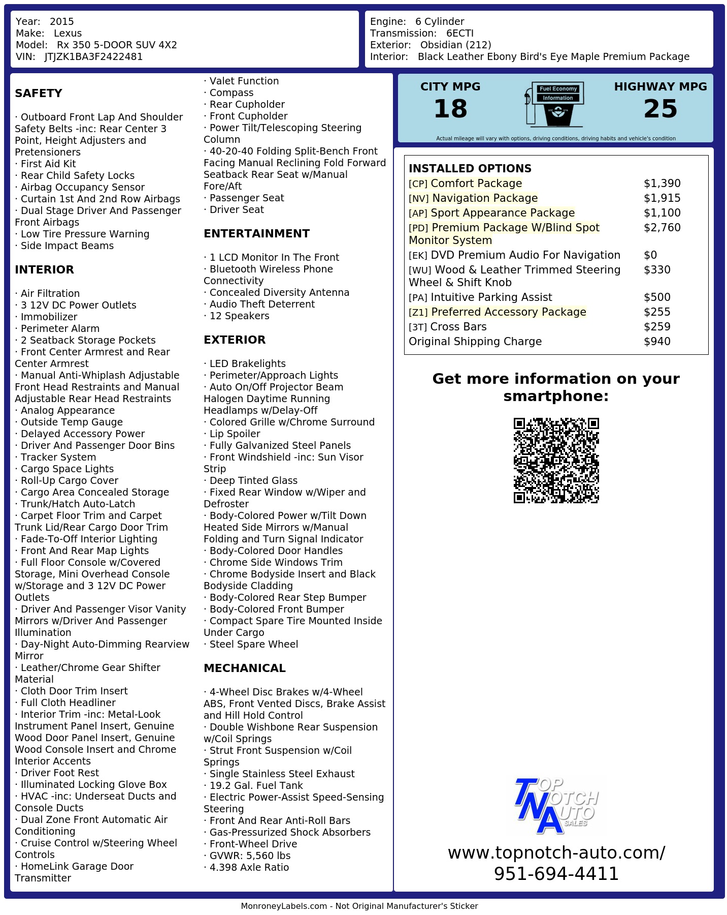 Monroney Label