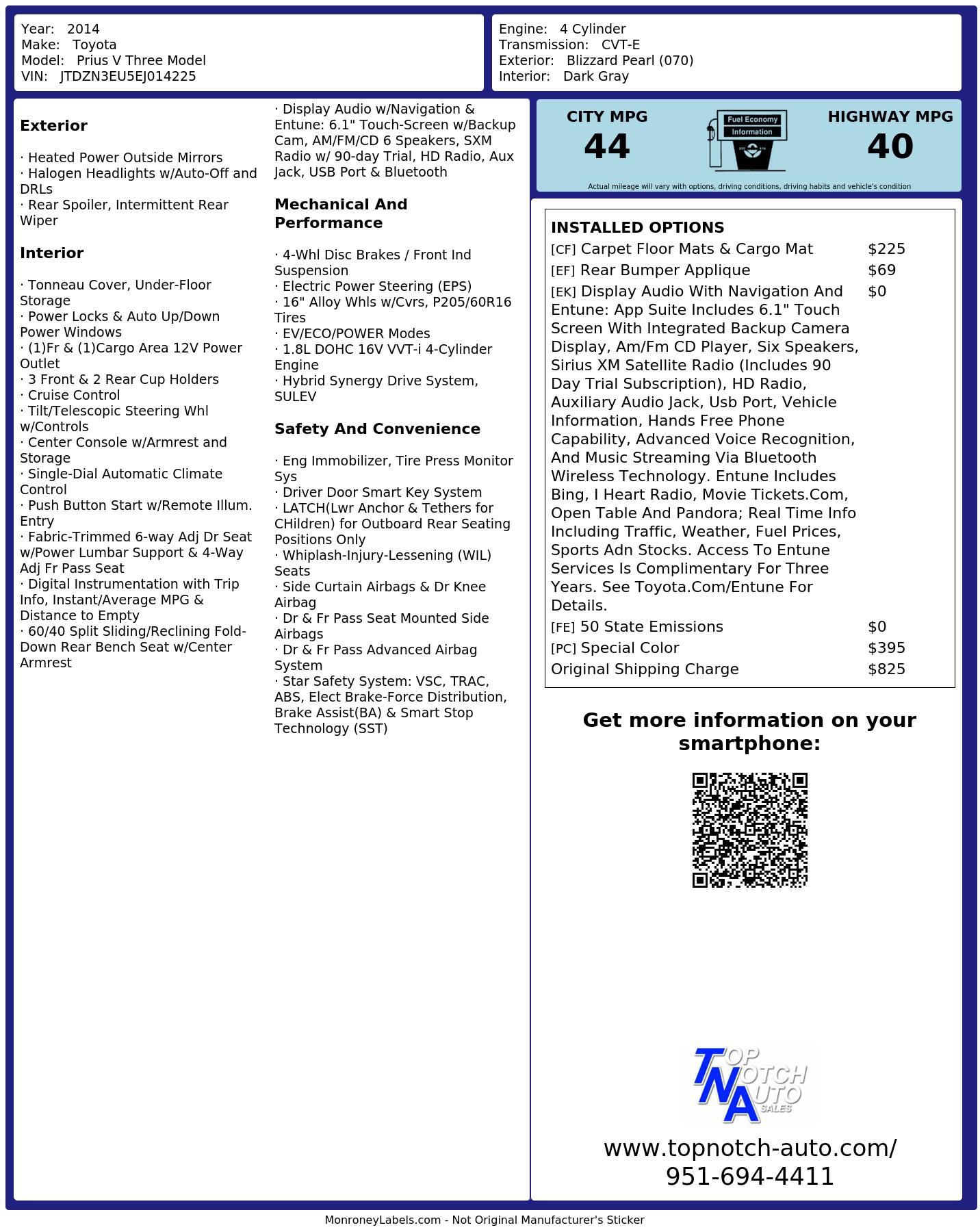 Monroney Label