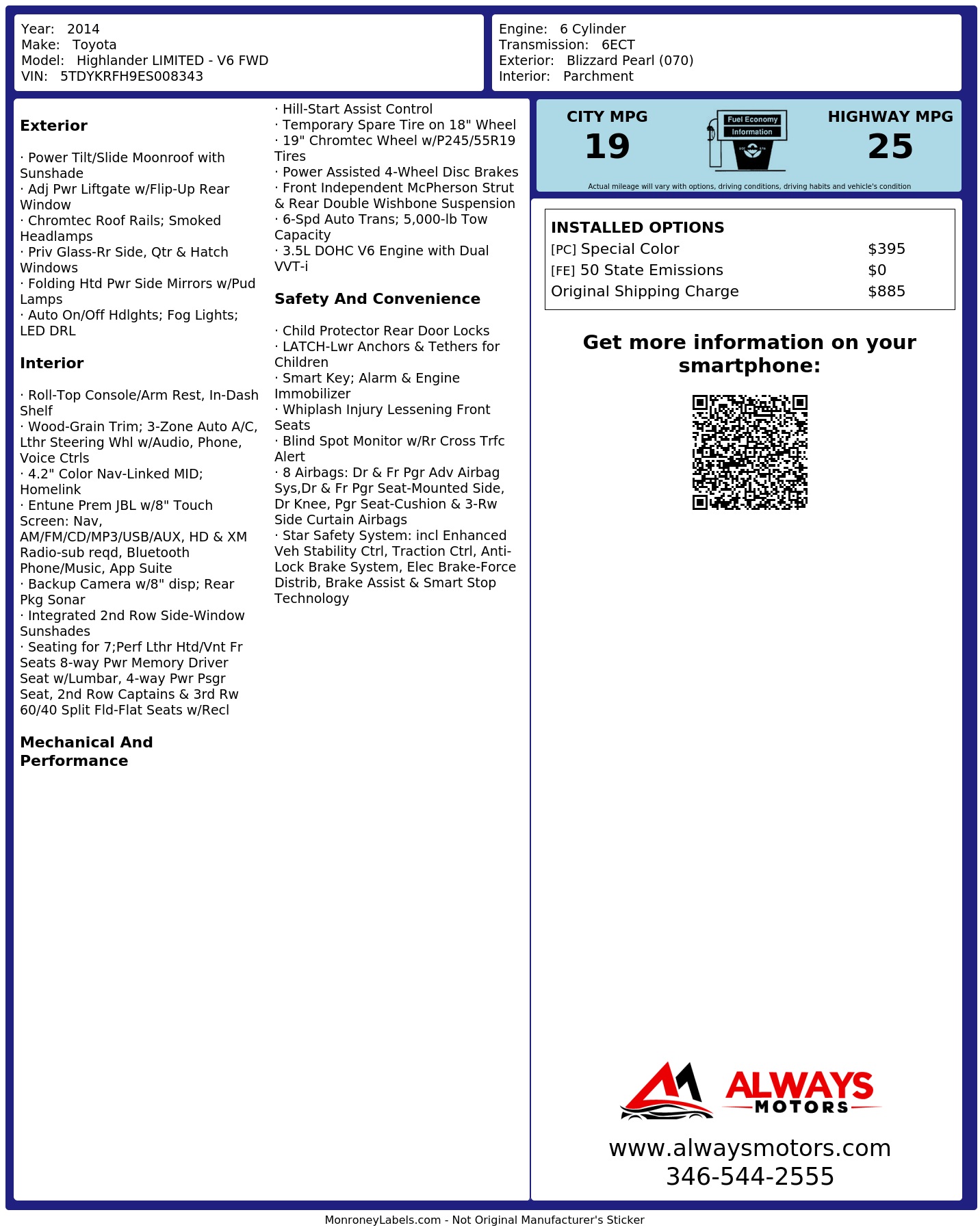 Monroney Label