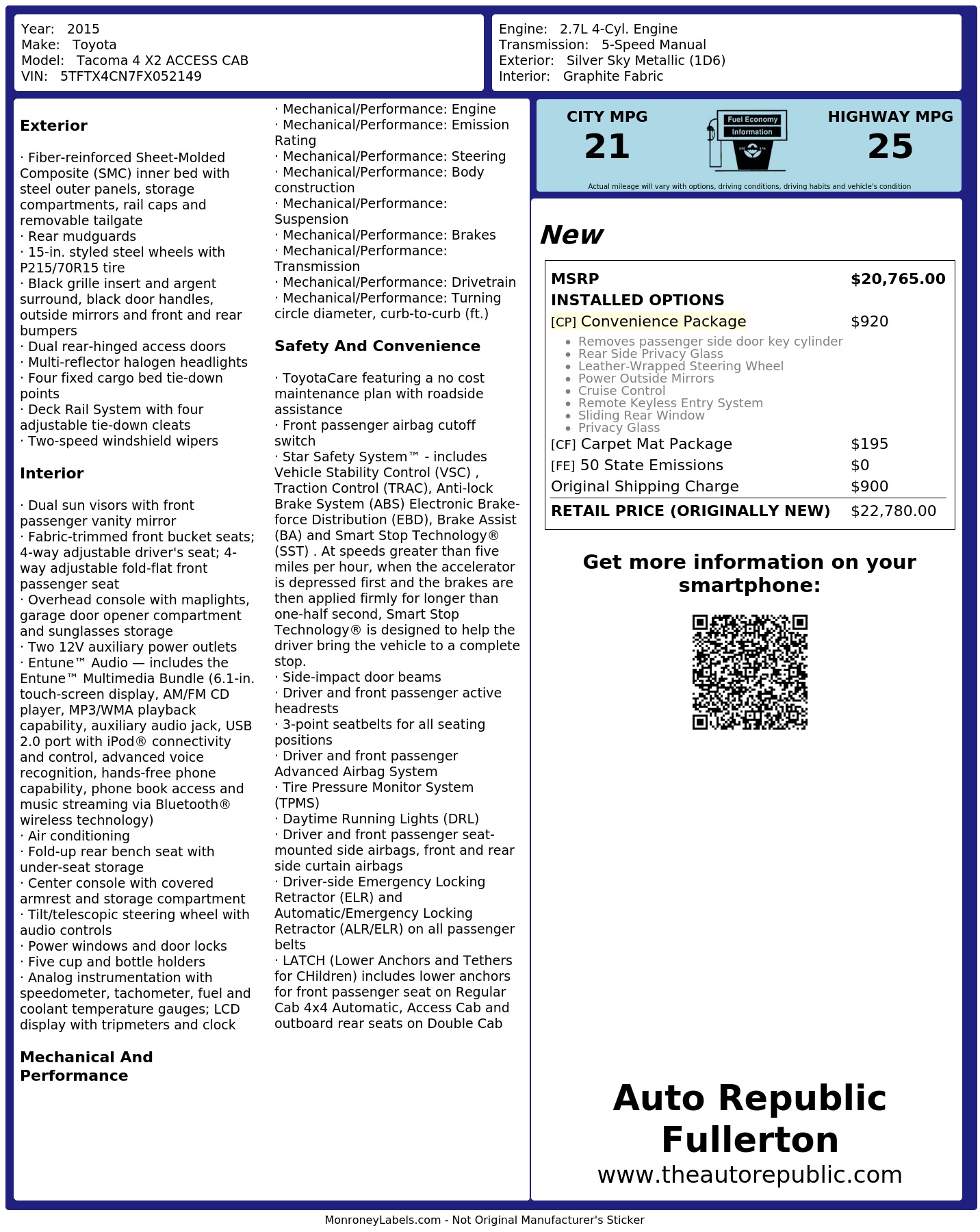 Monroney Label