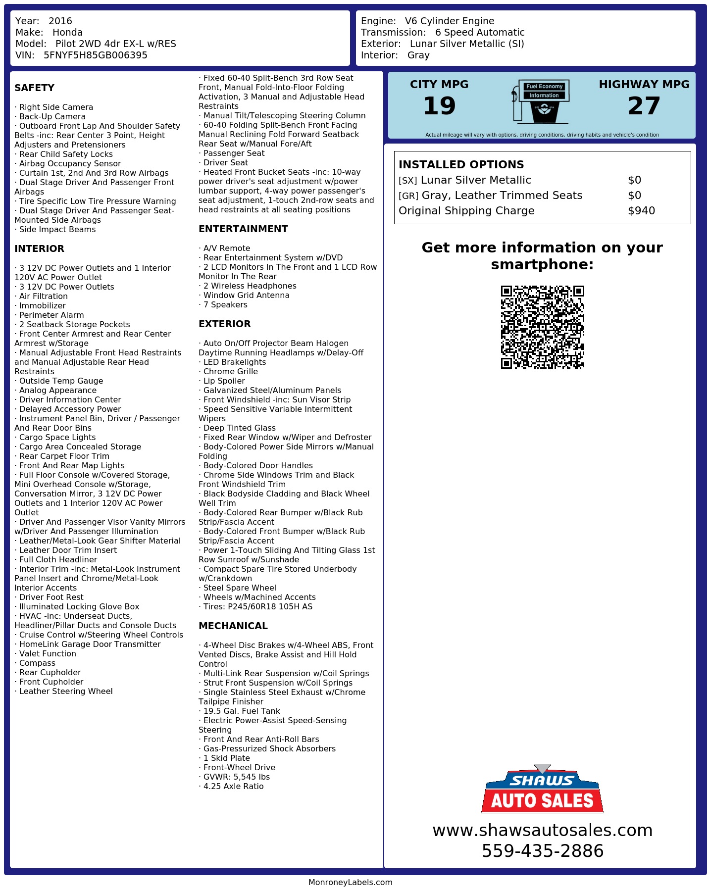 Monroney Label