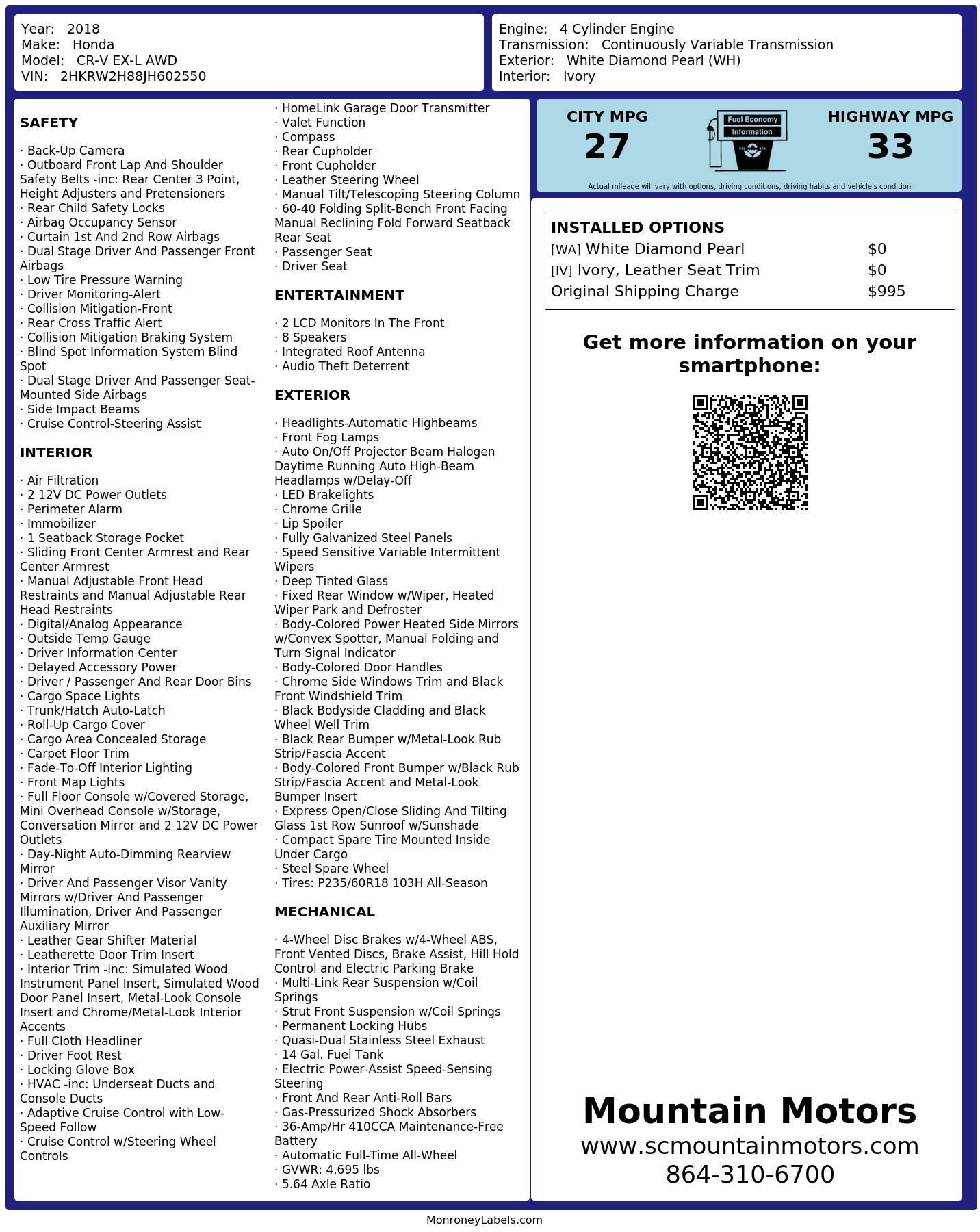 Monroney Label