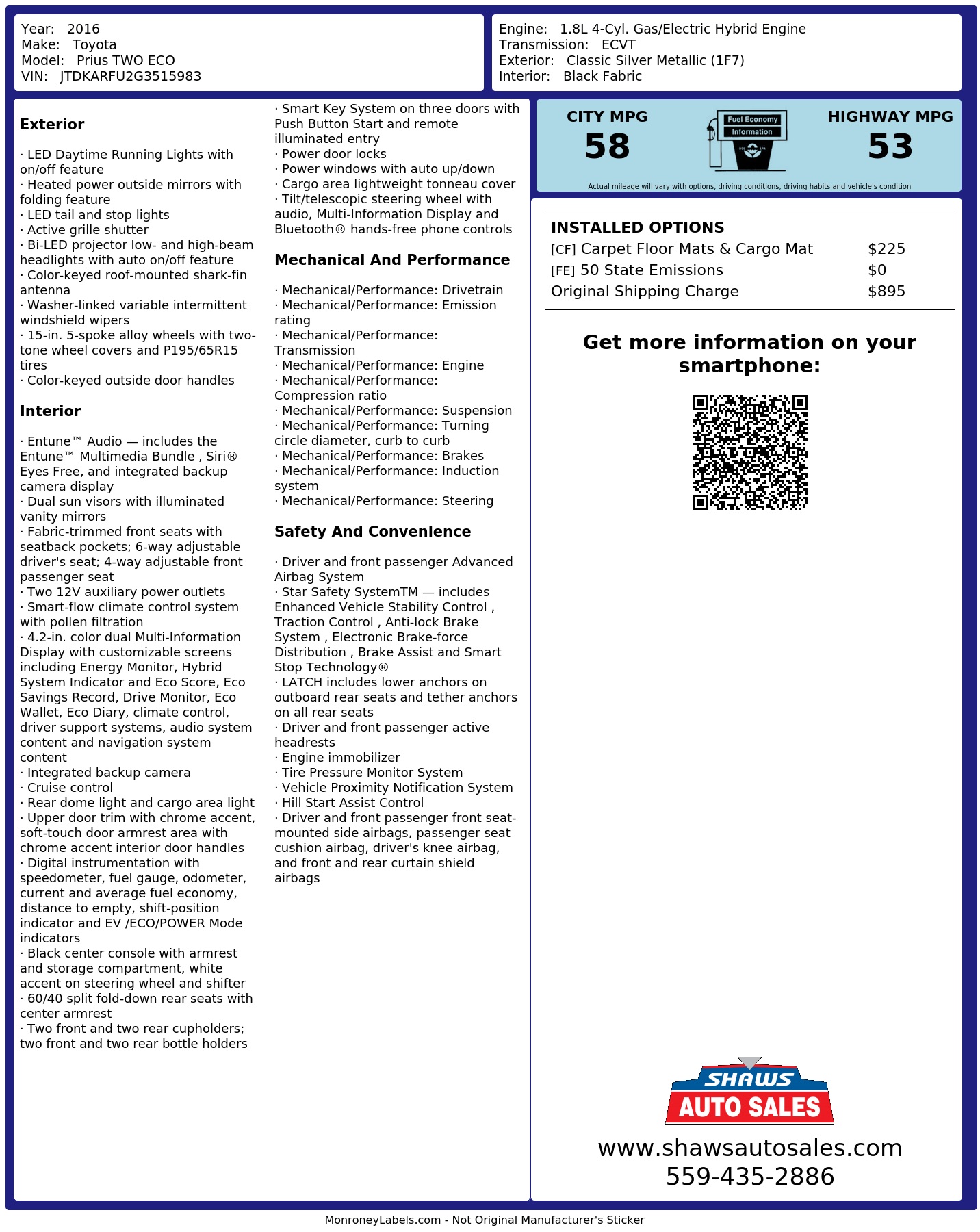 Monroney Label