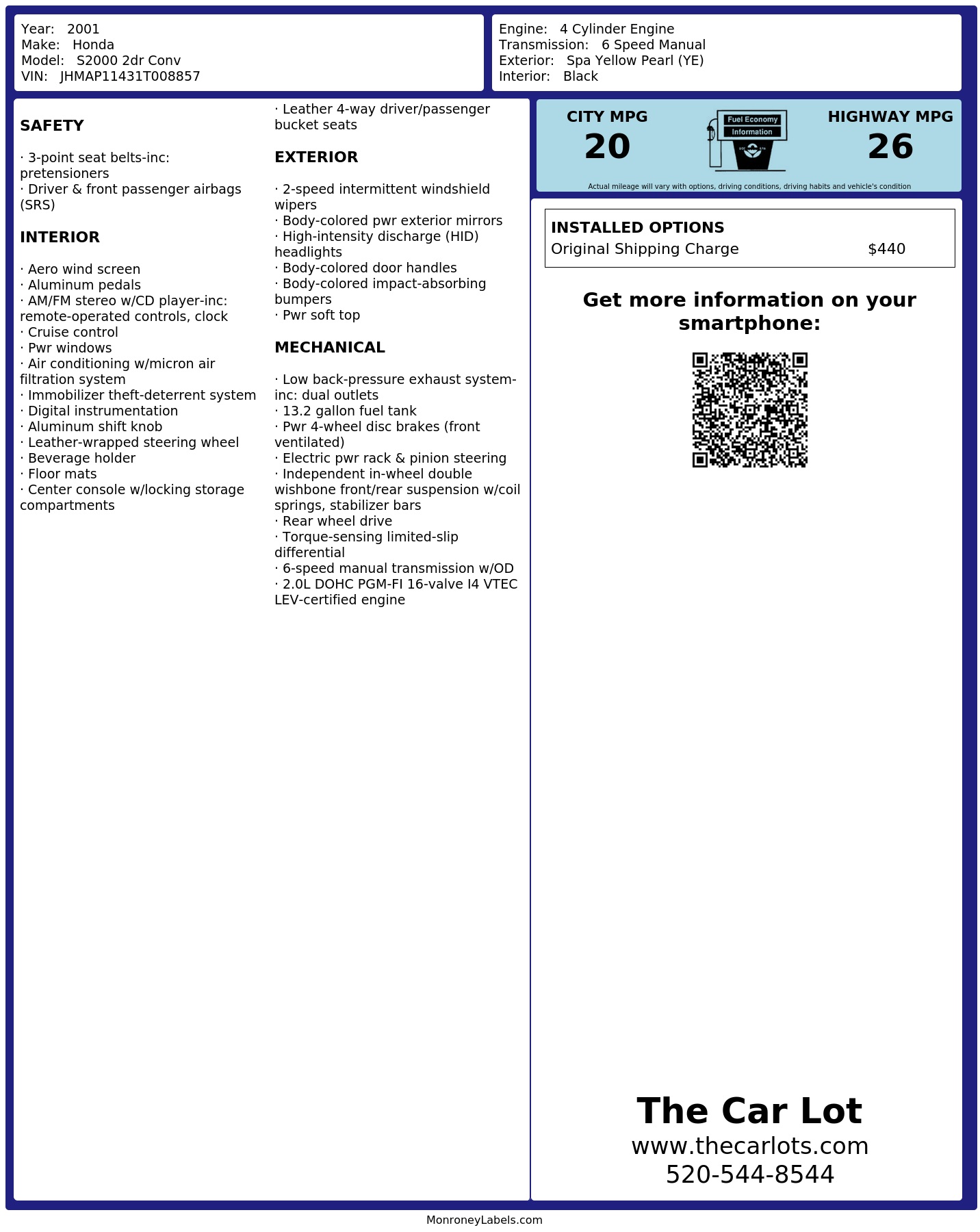 Monroney Label