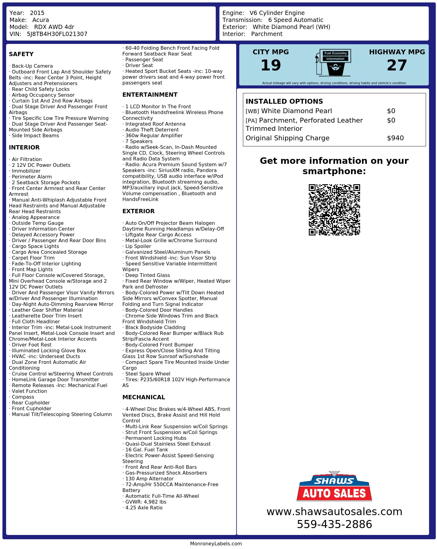 Monroney Label