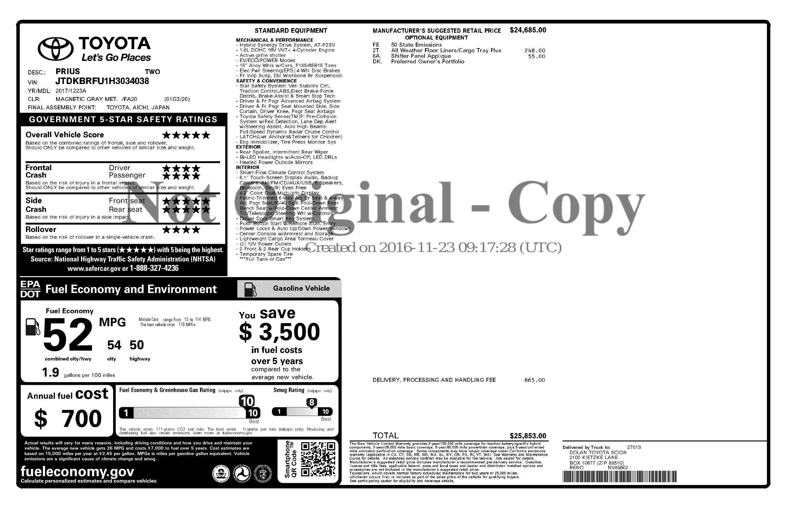 Monroney Label