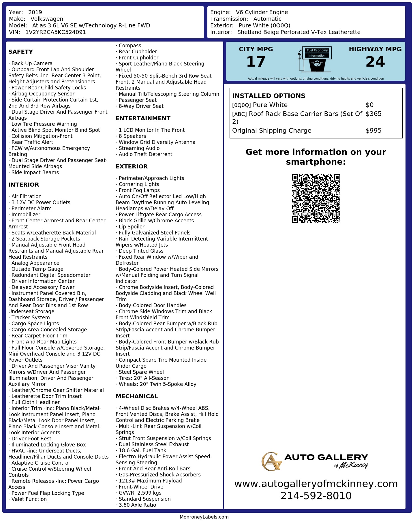 Monroney Label