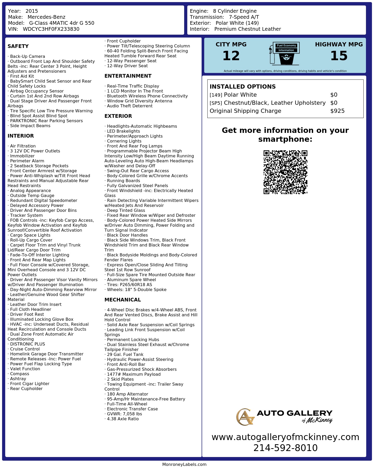 Monroney Label