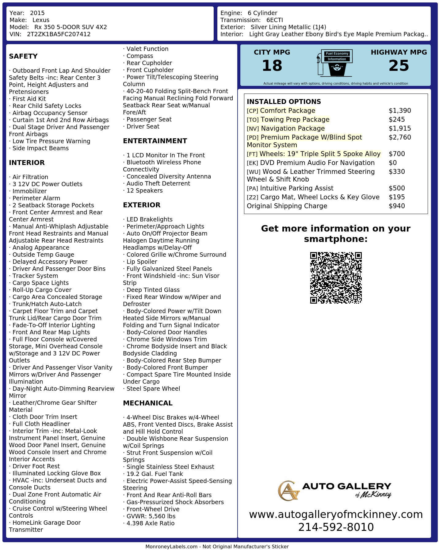 Monroney Label