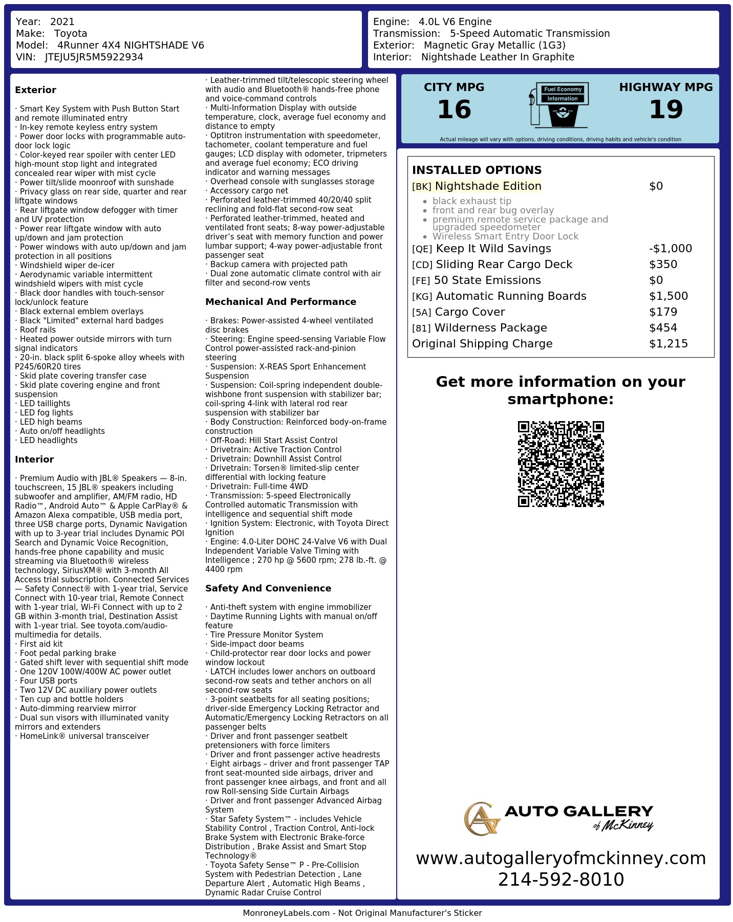 Monroney Label