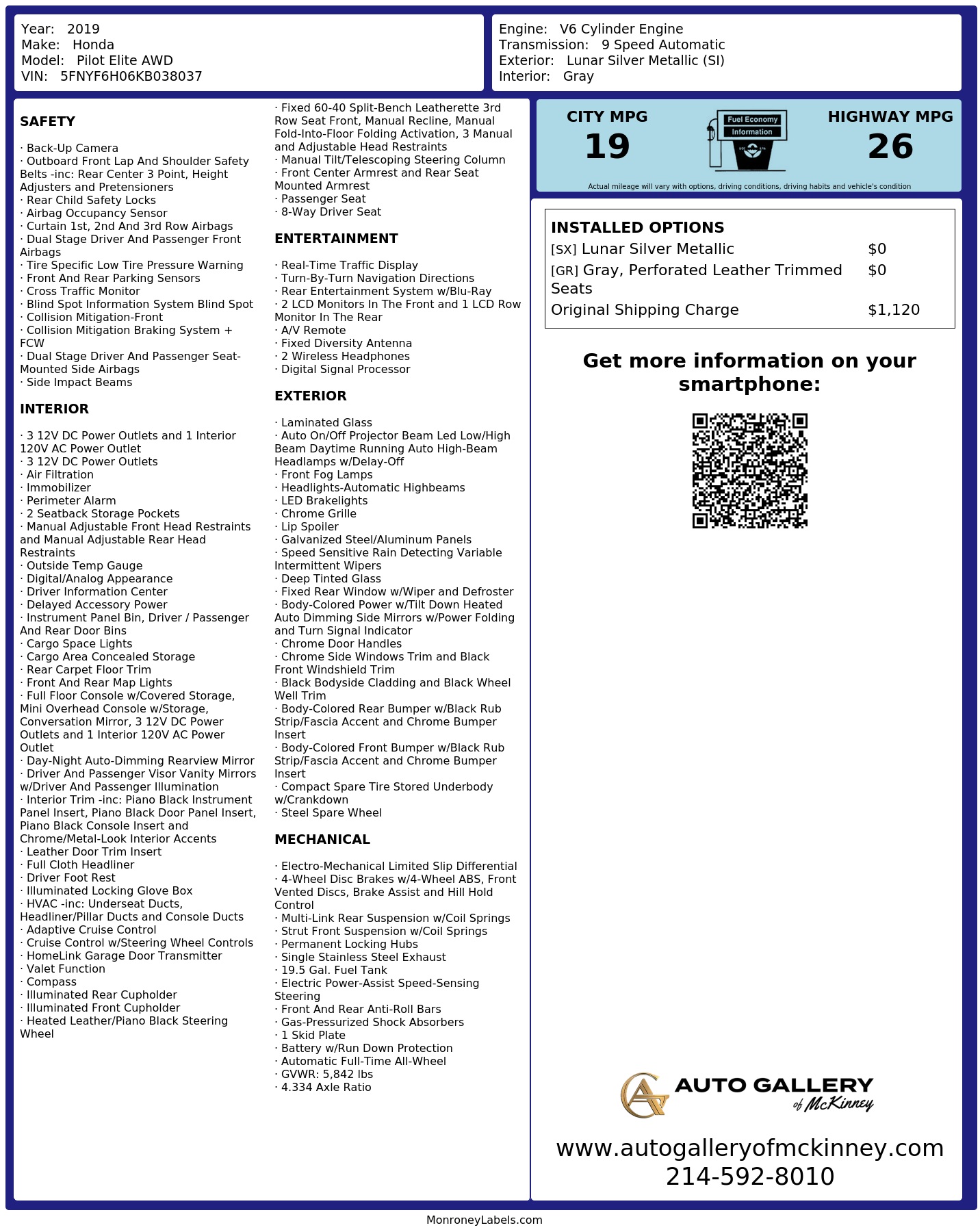 Monroney Label