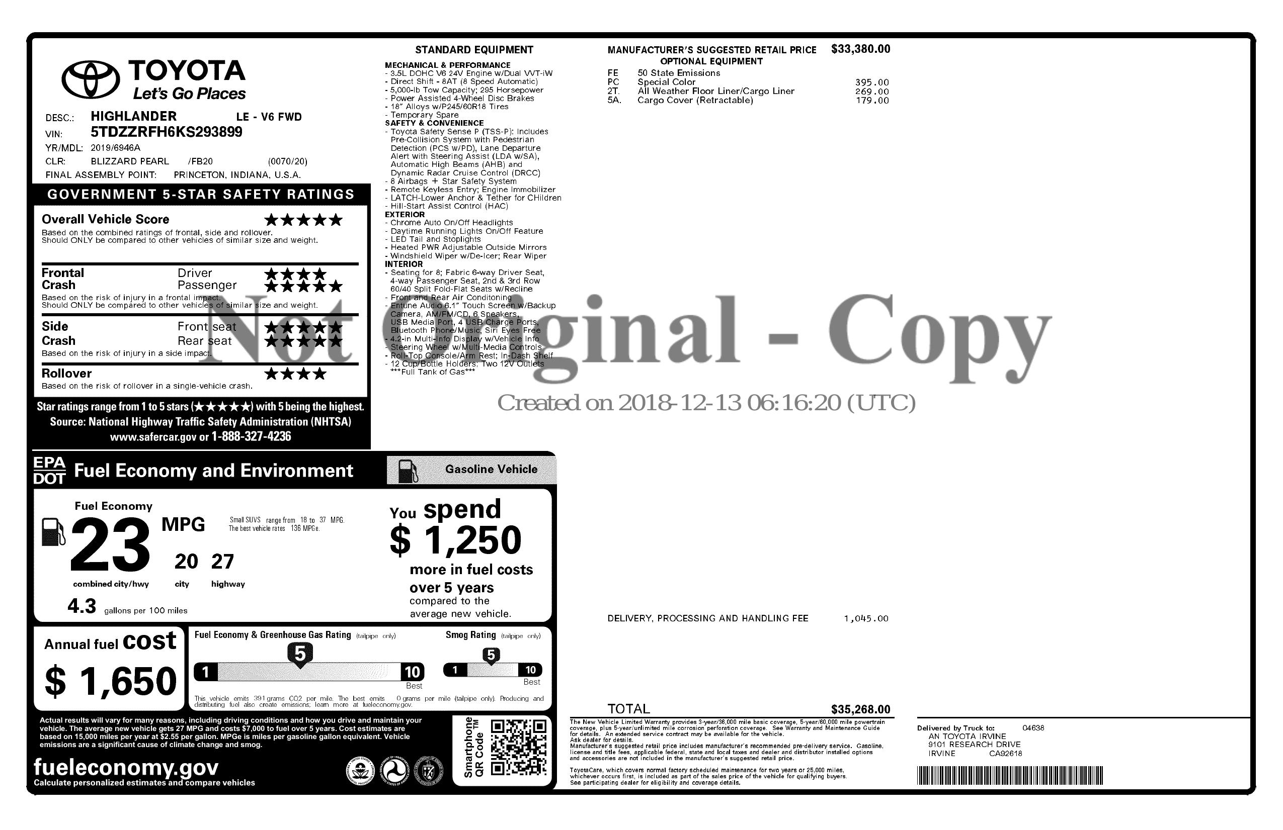 Monroney Label