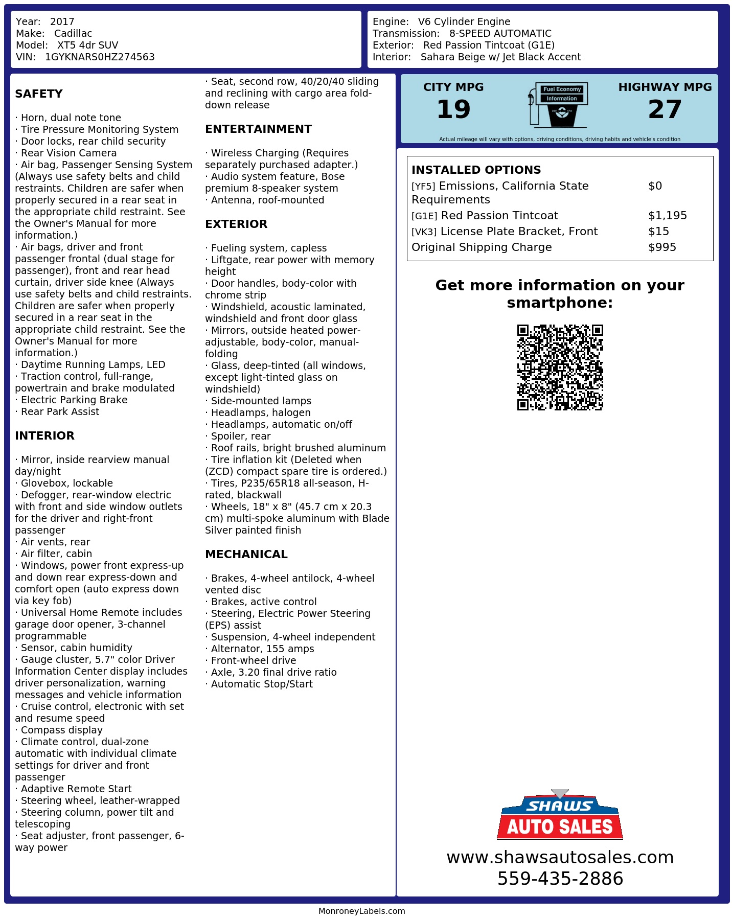 Monroney Label