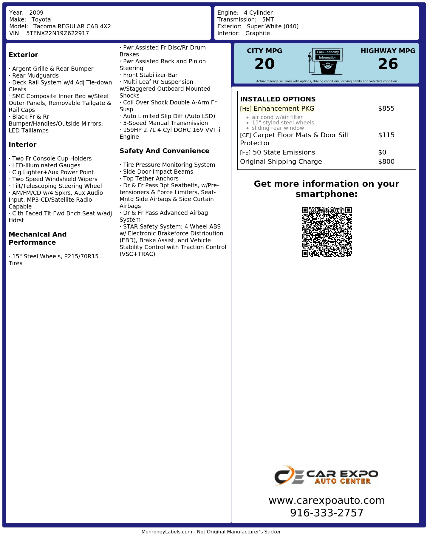 Monroney Label