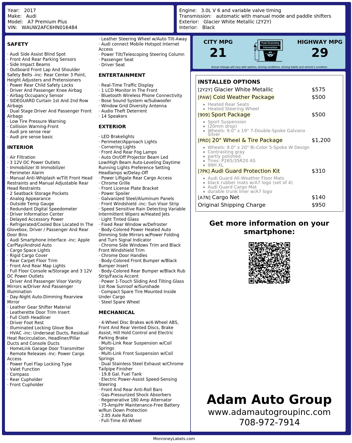 Monroney Label
