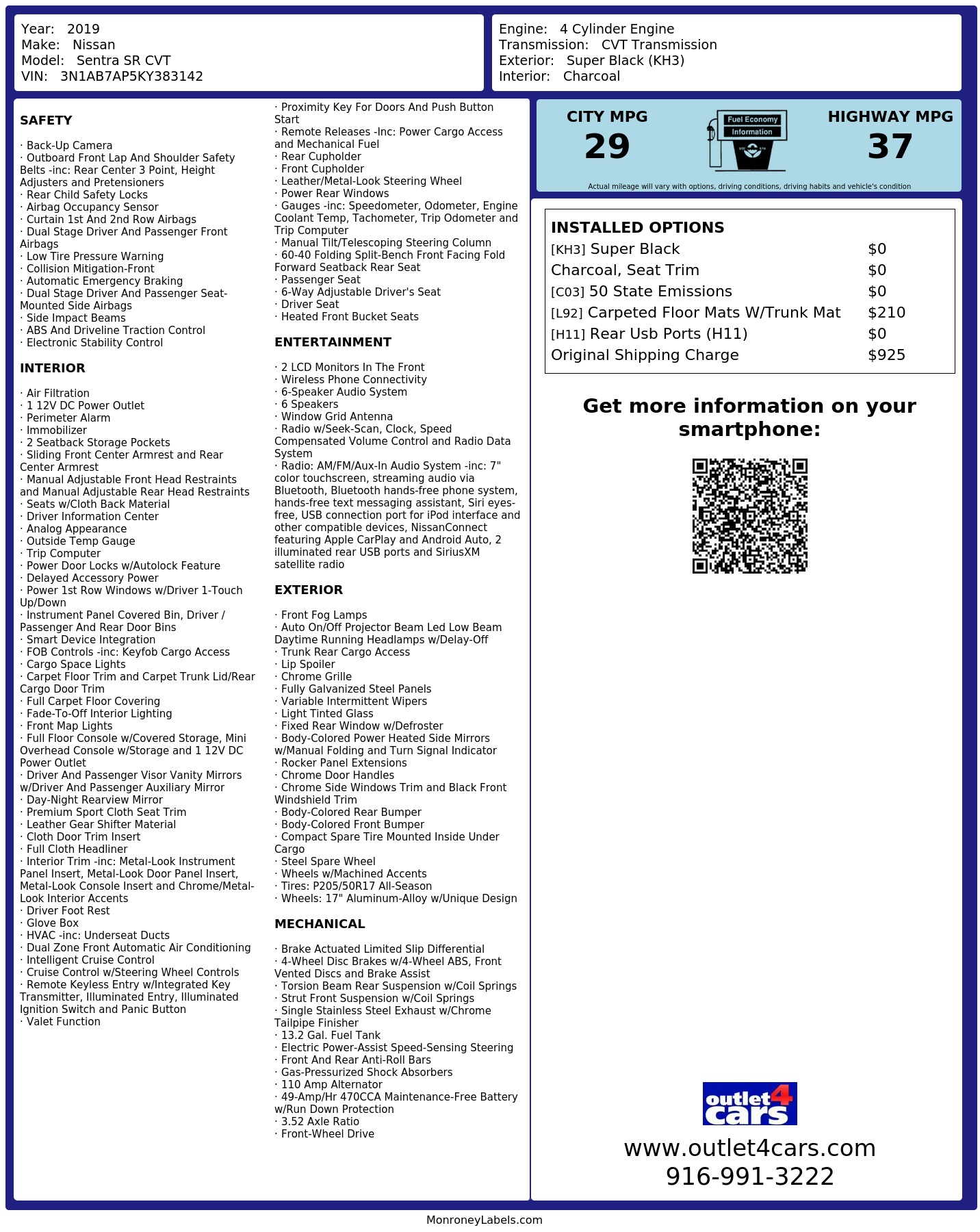 Monroney Label