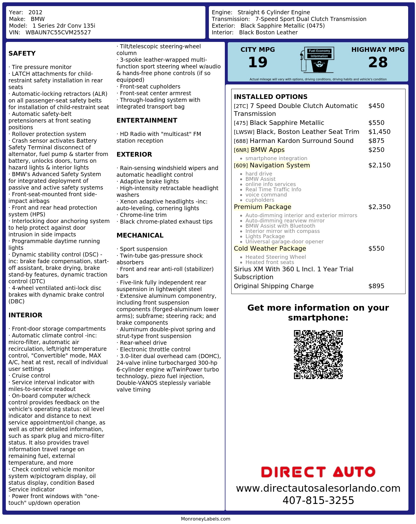 Monroney Label