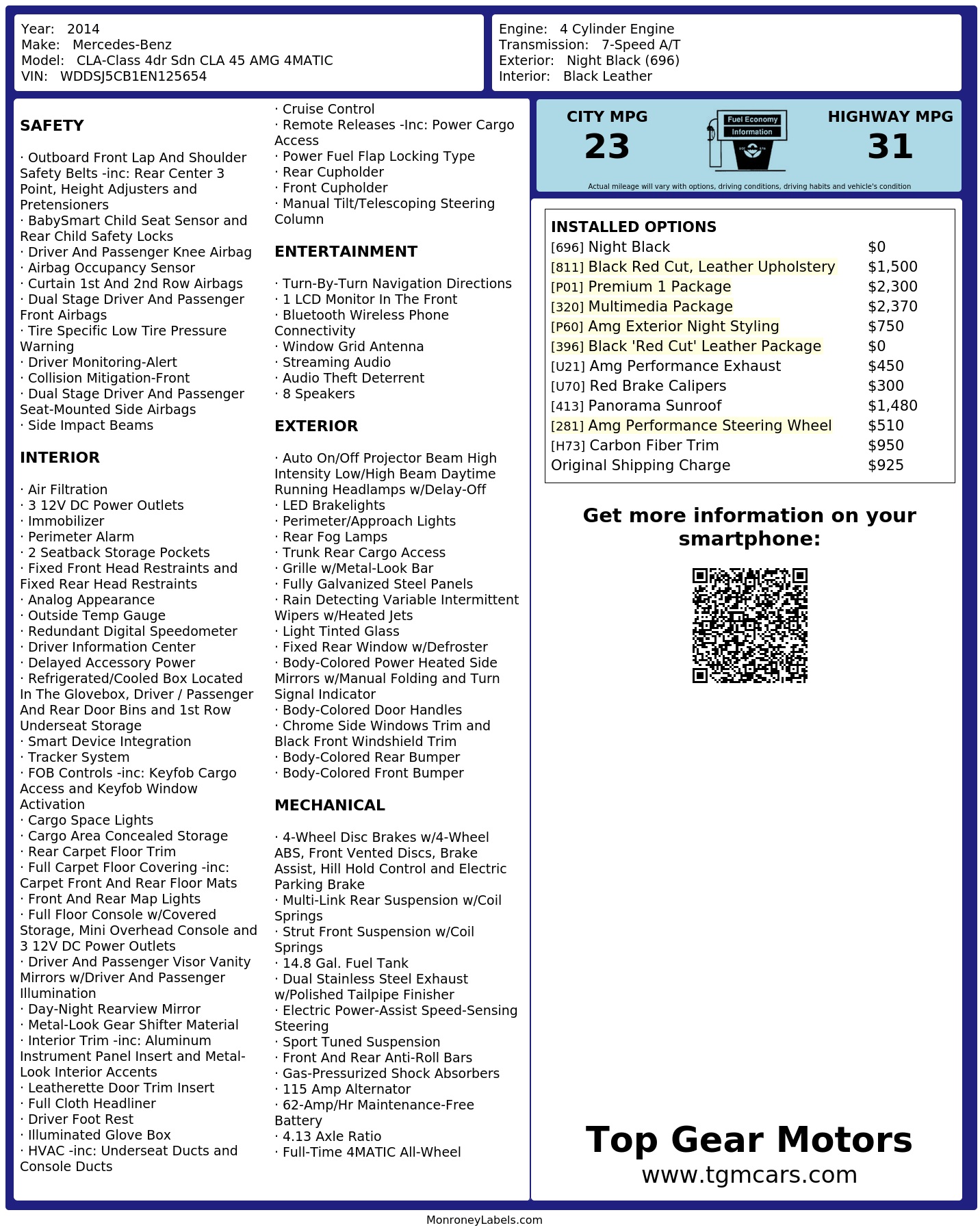 Monroney Label