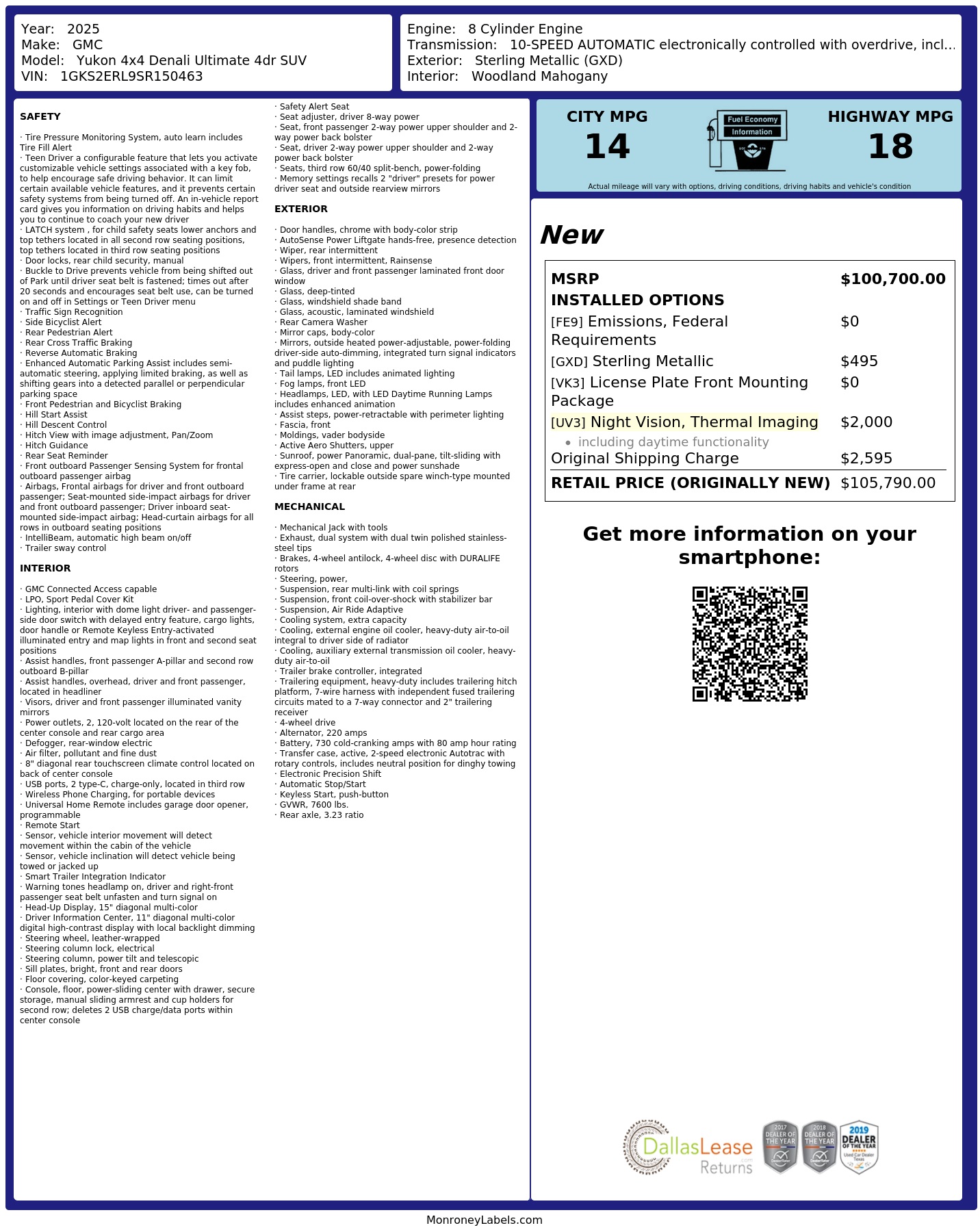 Monroney Label