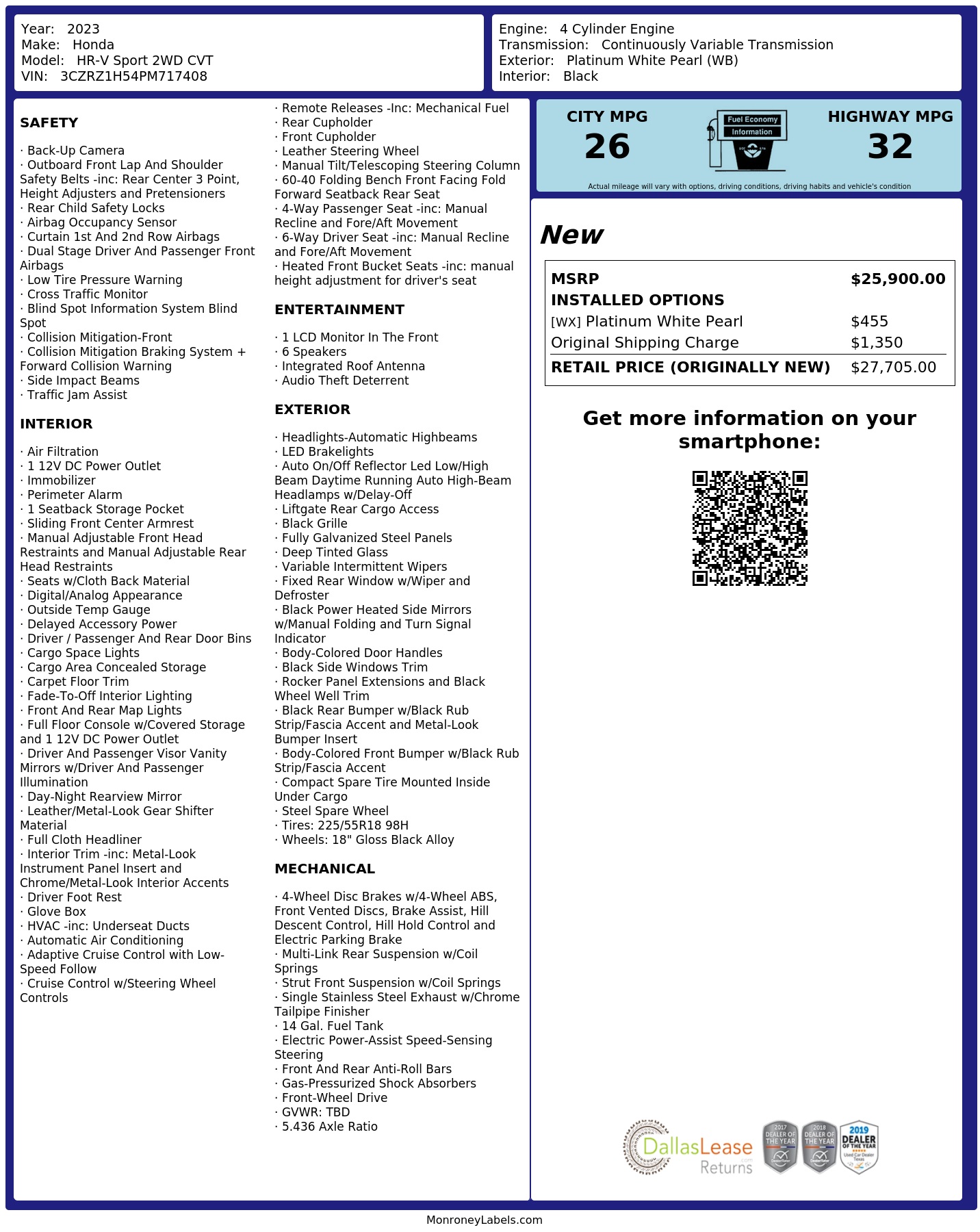 Monroney Label