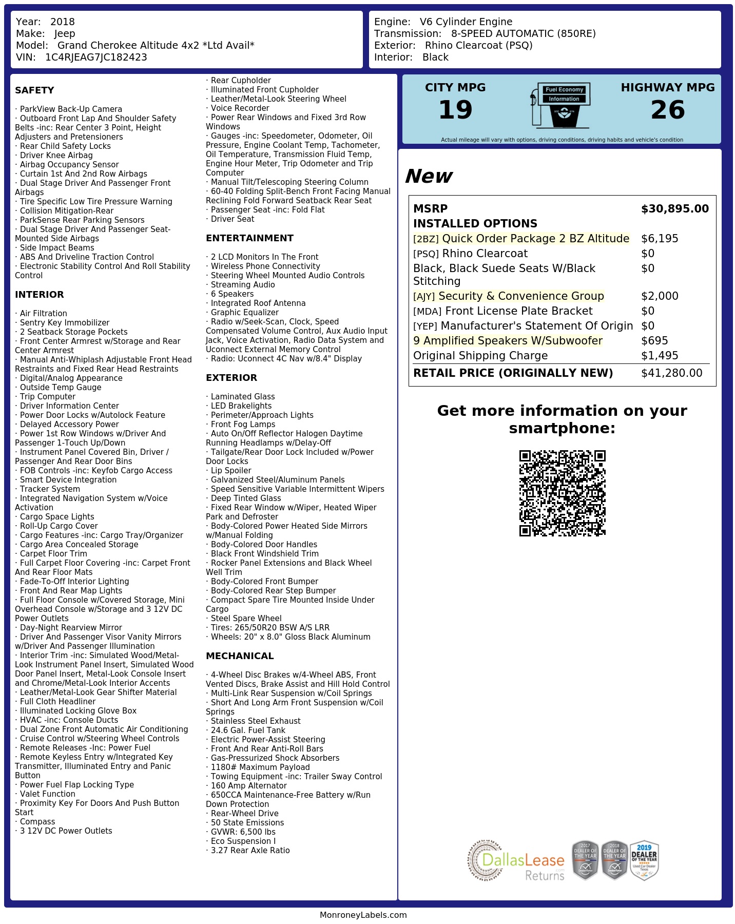Monroney Label