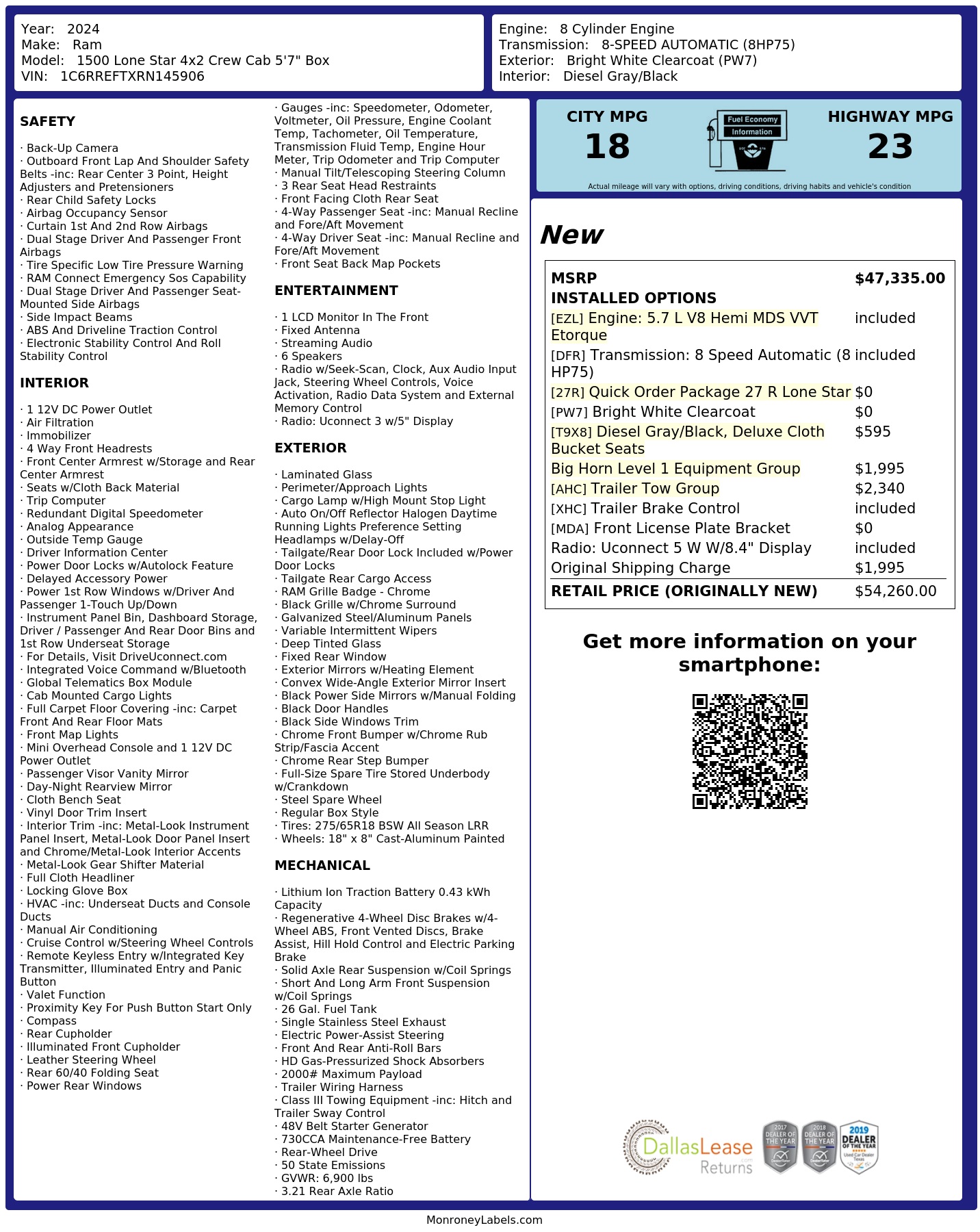 Monroney Label