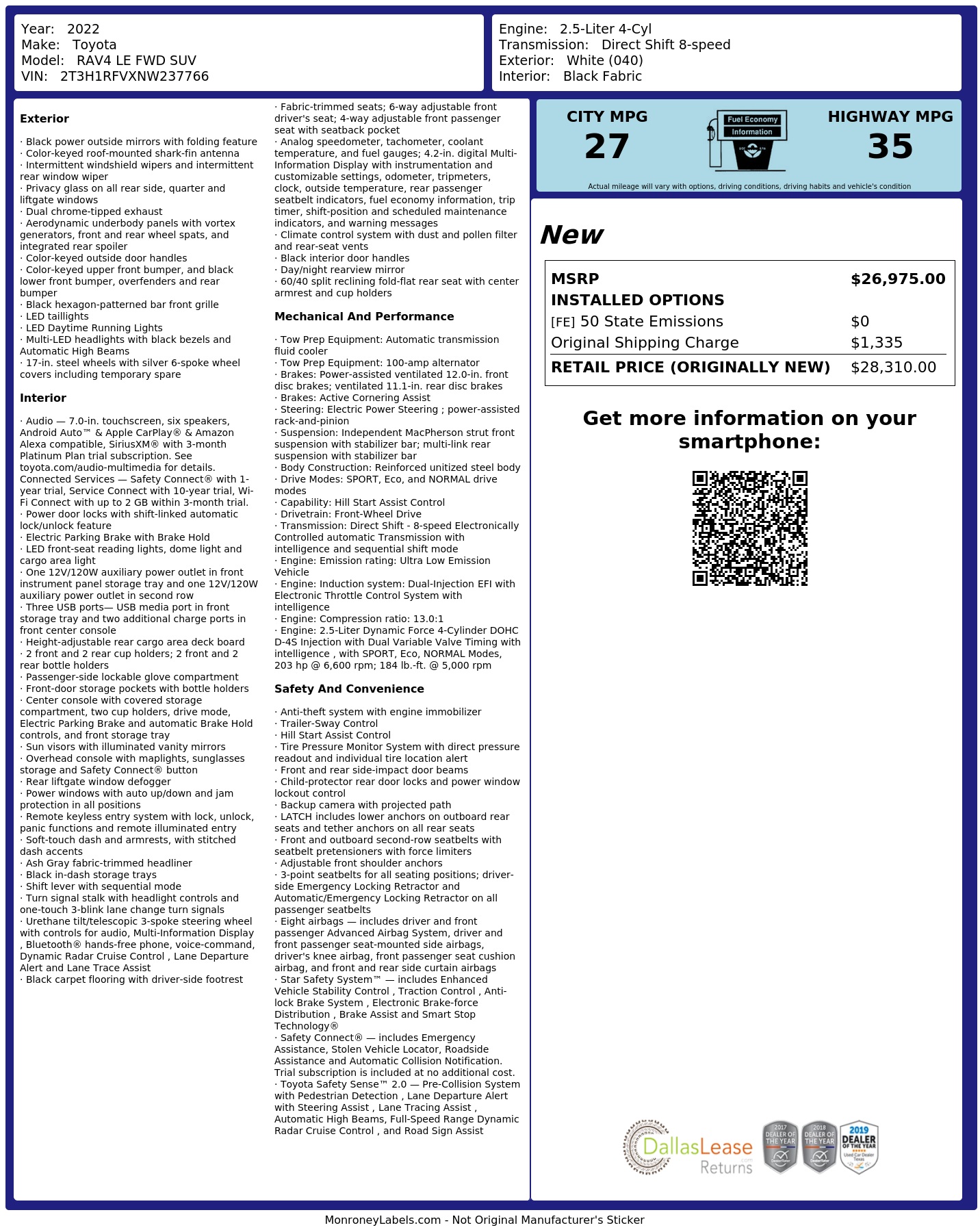 Monroney Label