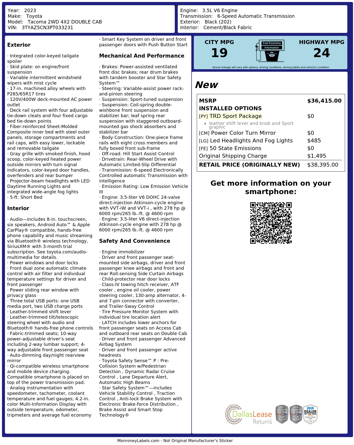 Monroney Label