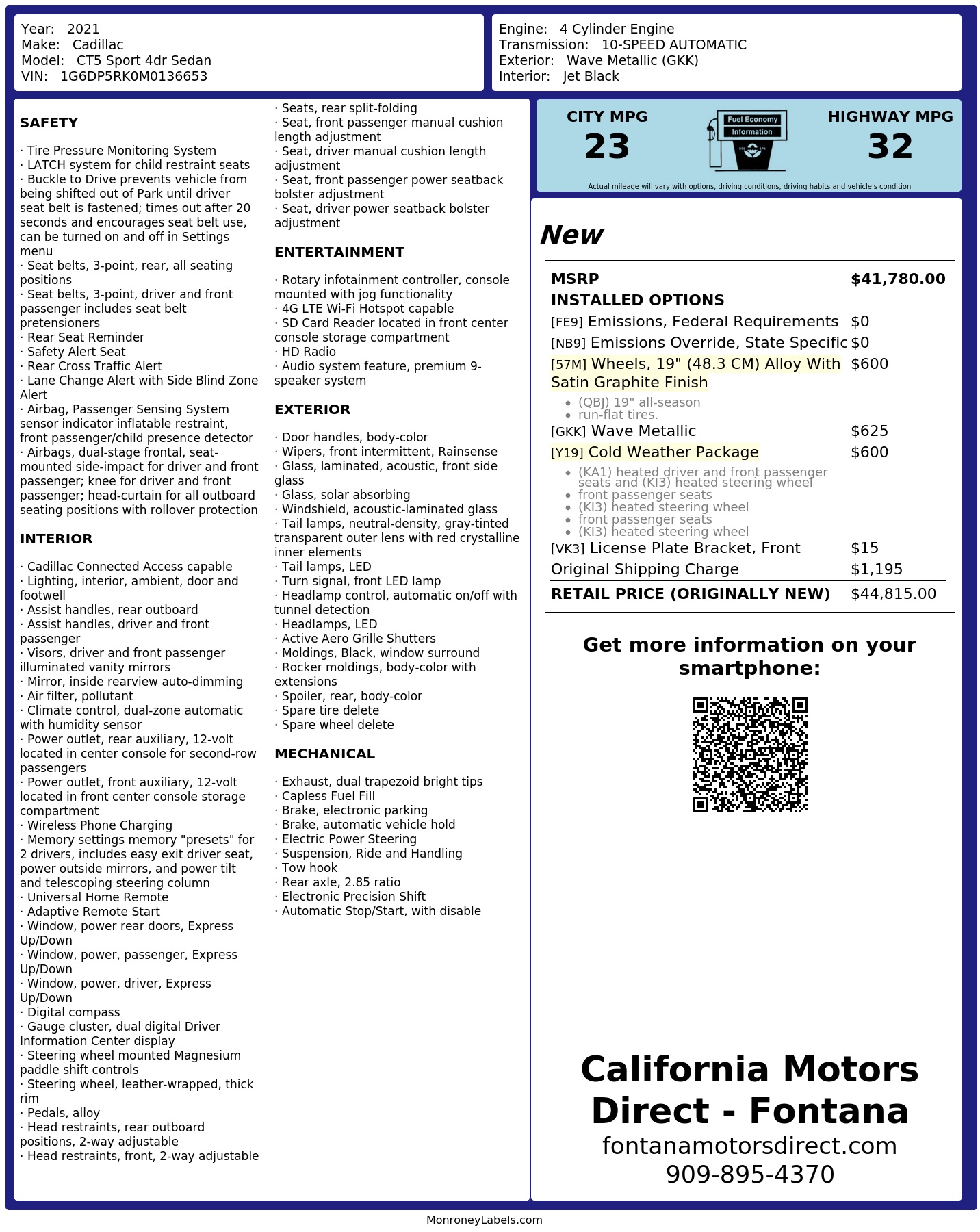 Monroney Label