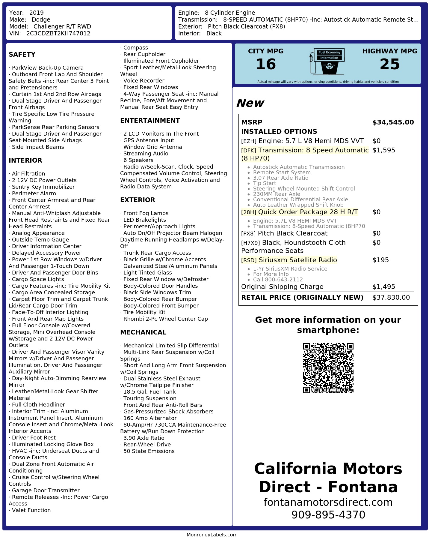 Monroney Label