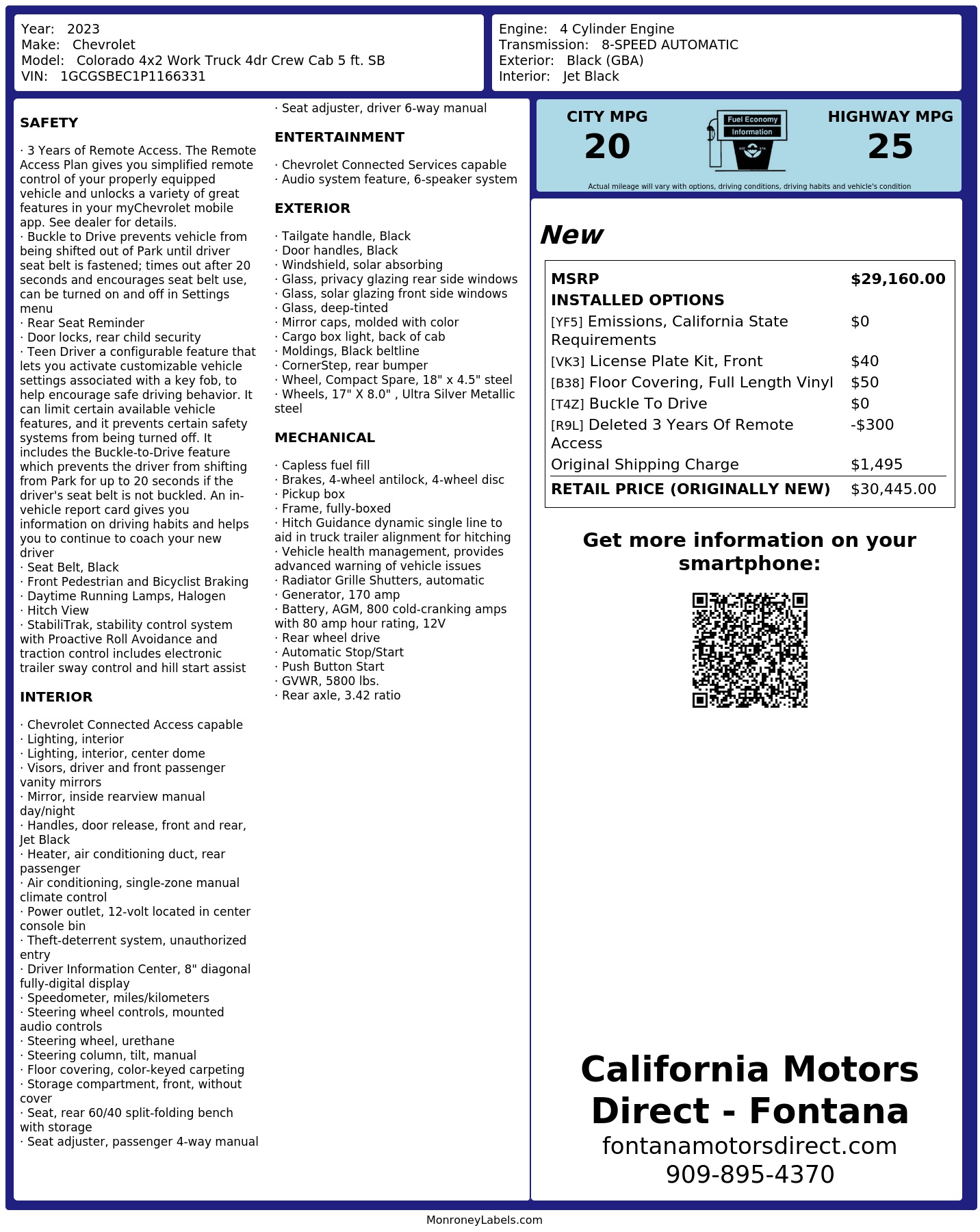 Monroney Label