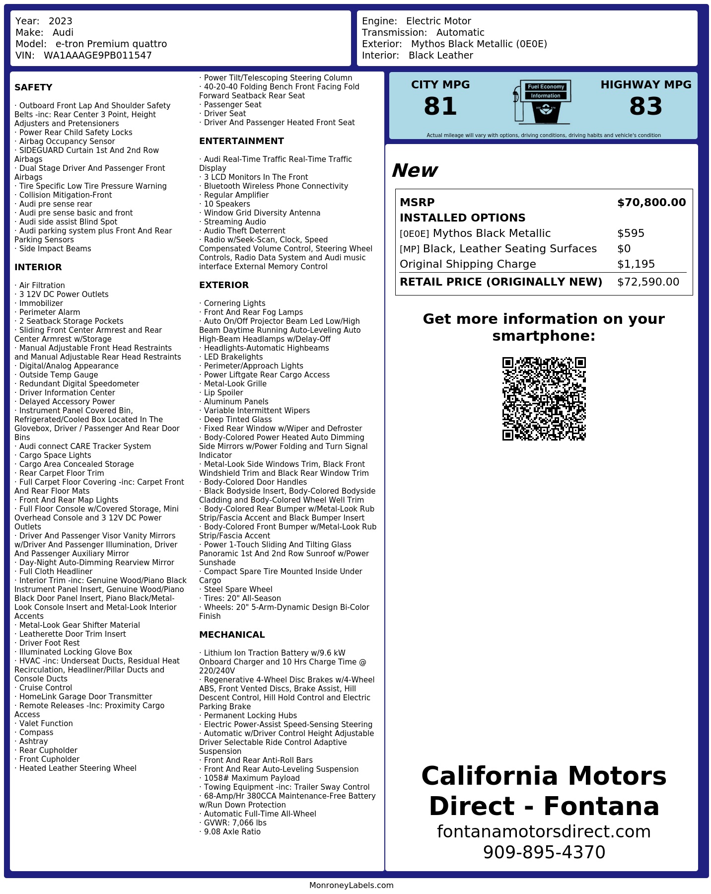 Monroney Label