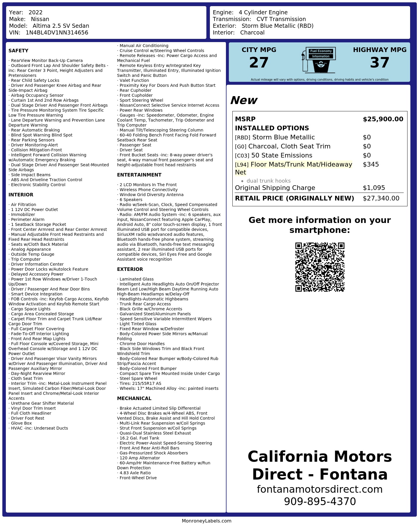 Monroney Label