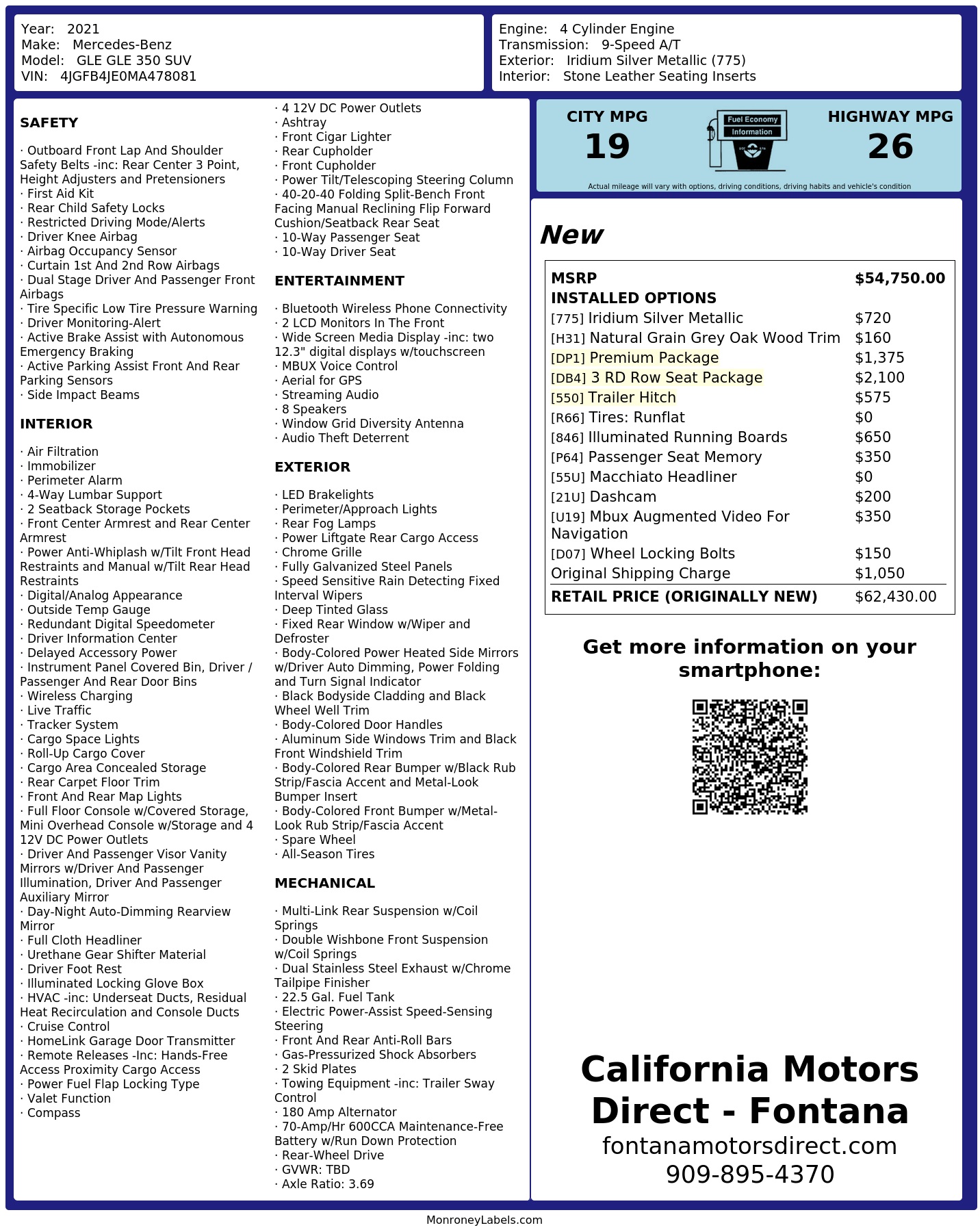 Monroney Label